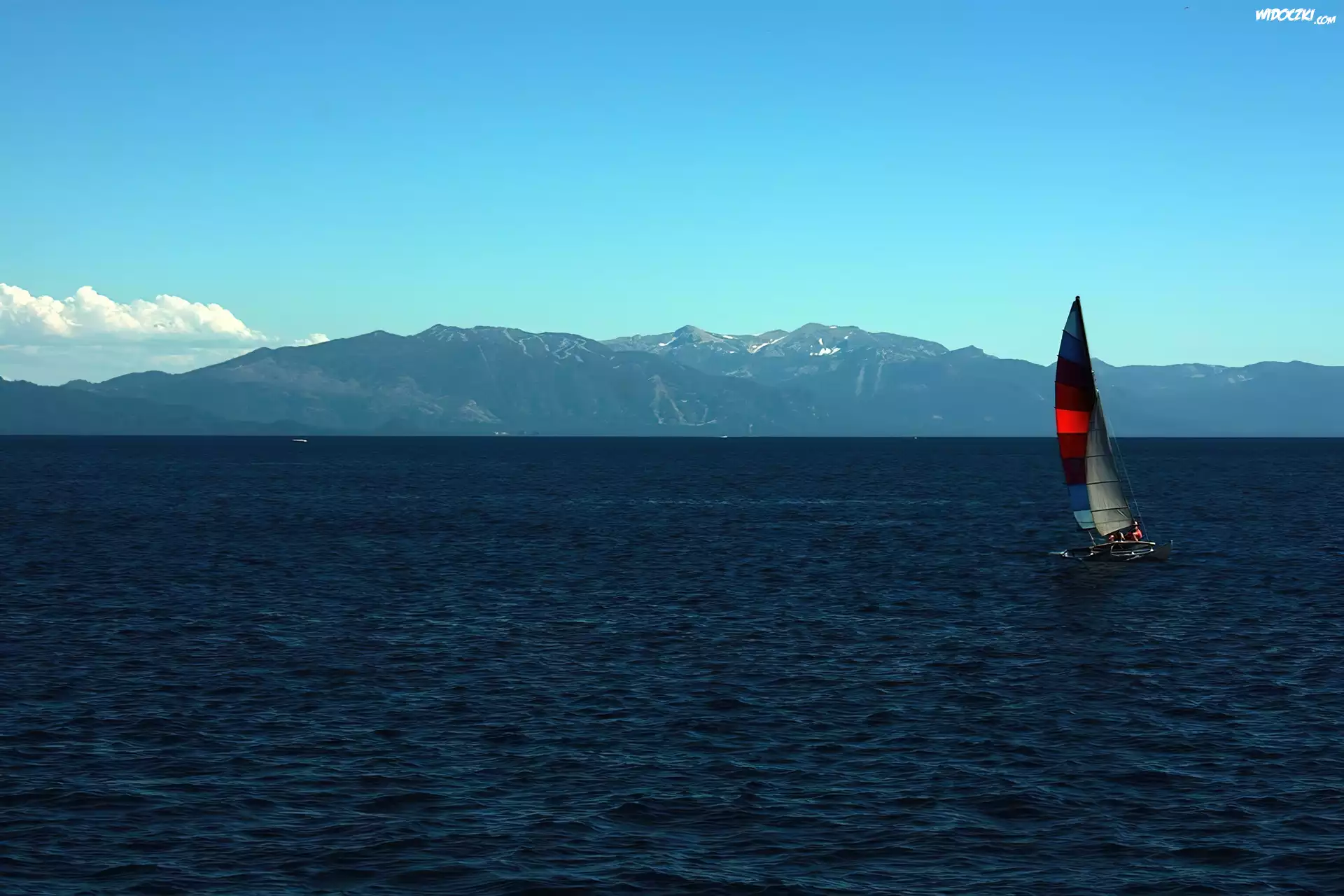 Jezioro, Góry, Łódka, Tahoe, Kalifornia