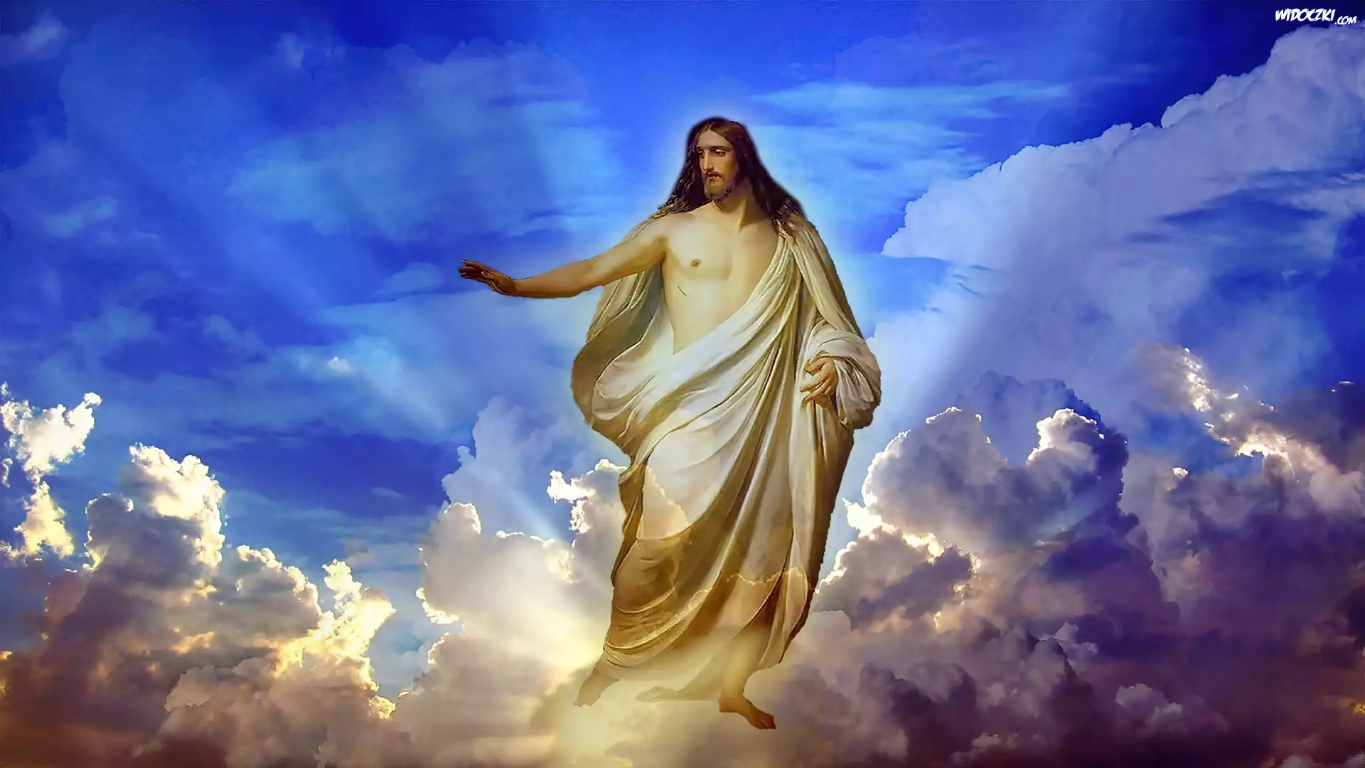 Jezus, Chmury, Promienie, Światła