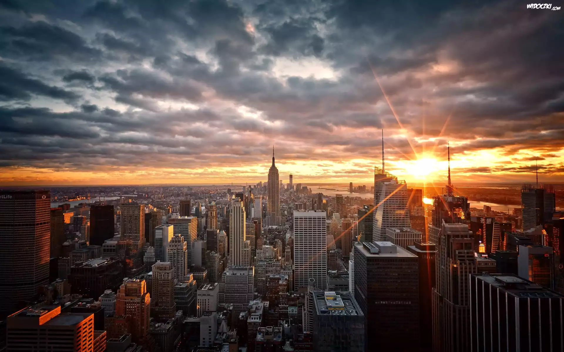 Nowy Jork, Manhattan, Drapacze chmur, Zachód słońca