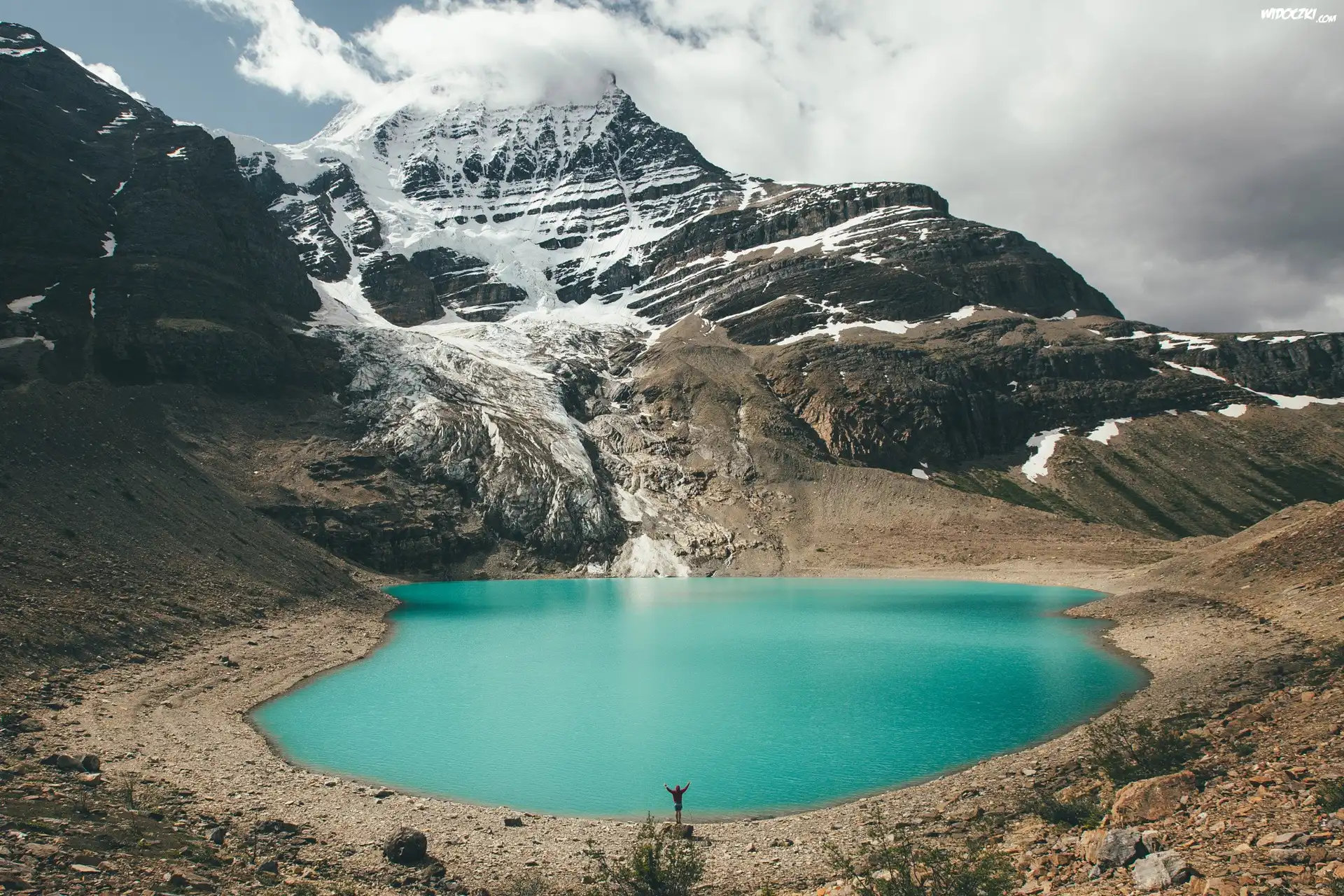 Kanada, Park Narodowy Mount Robson, Góry, Góra Mount Robson, Jezioro Berg, Ośnieżone, Szczyty