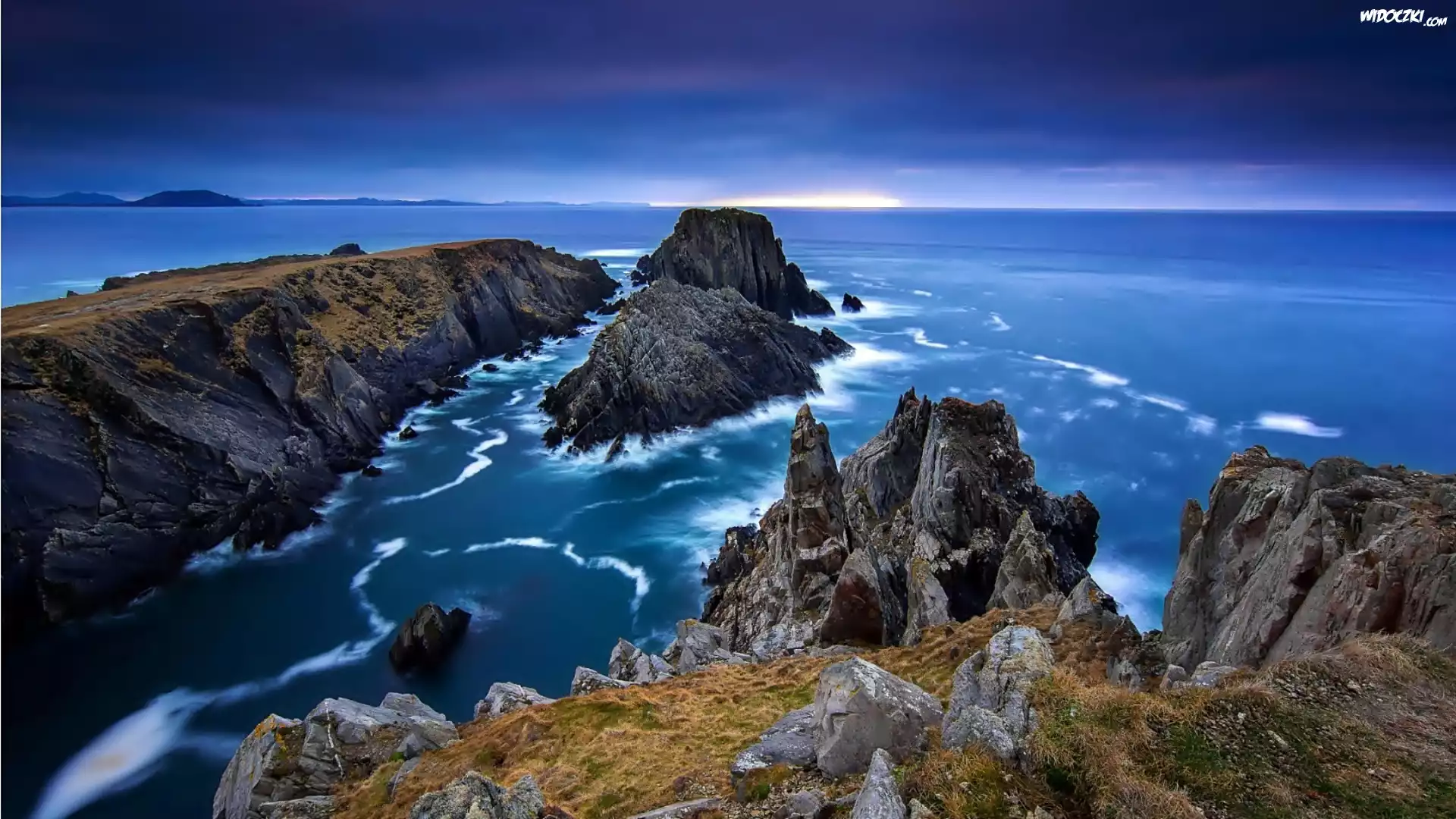 Morze, Klify, Skały, Donegal, Irlandia Północna, Wybrzeże