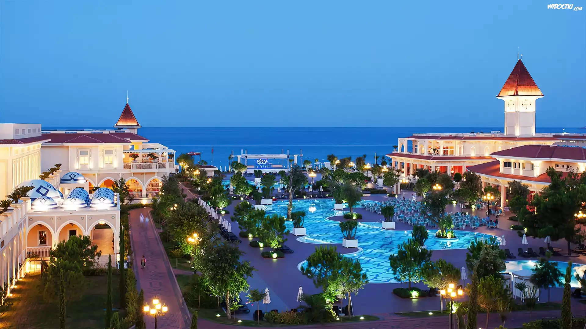Kompleks, Hotelowy, Baseny, Morze, Malta