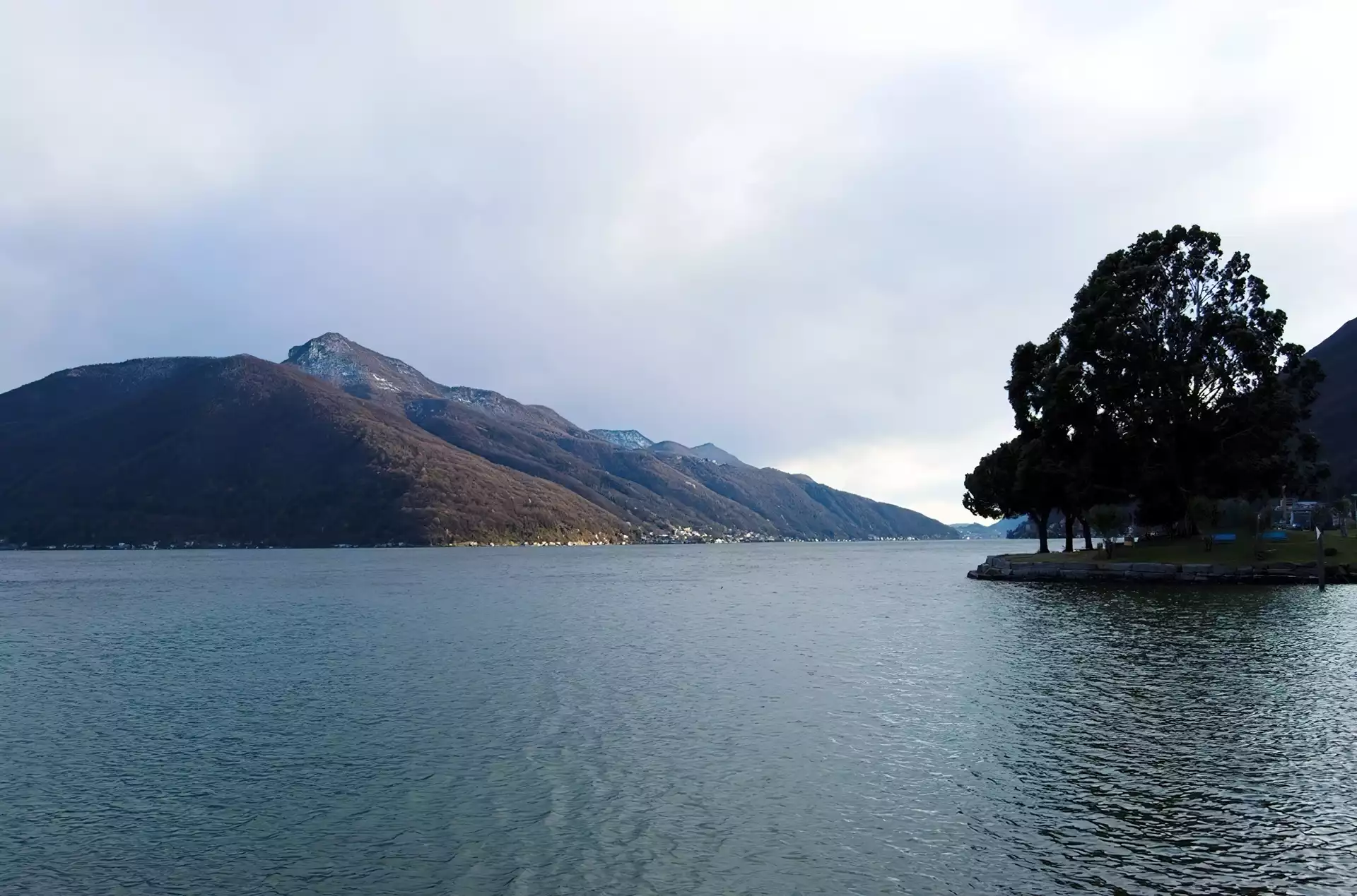 Lago Di Lugano, Woda, Góry, Drzewa
