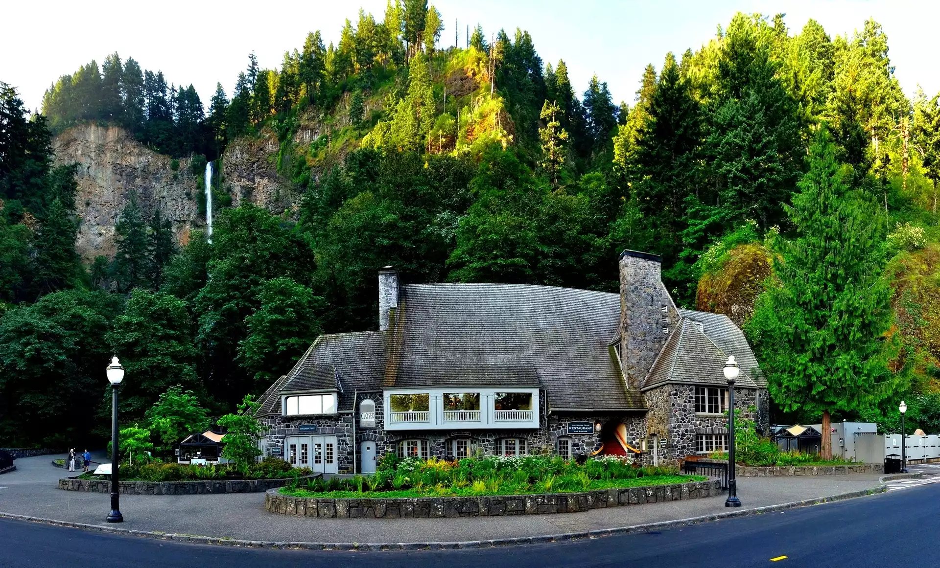 Góry, Las, Droga, Restauracja, Hrabstwo Multnomah, Oregon, USA
