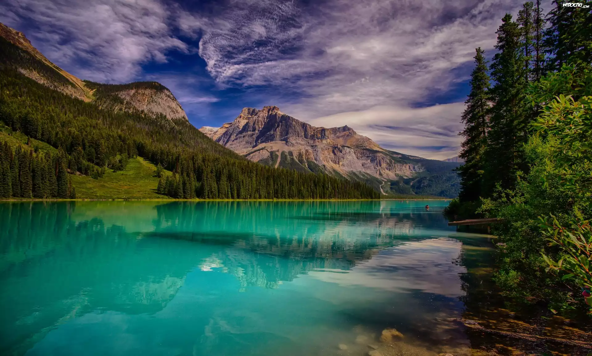 Kanada, Park Narodowy Yoho, Jezioro Emerald Lake, Góry, Lasy