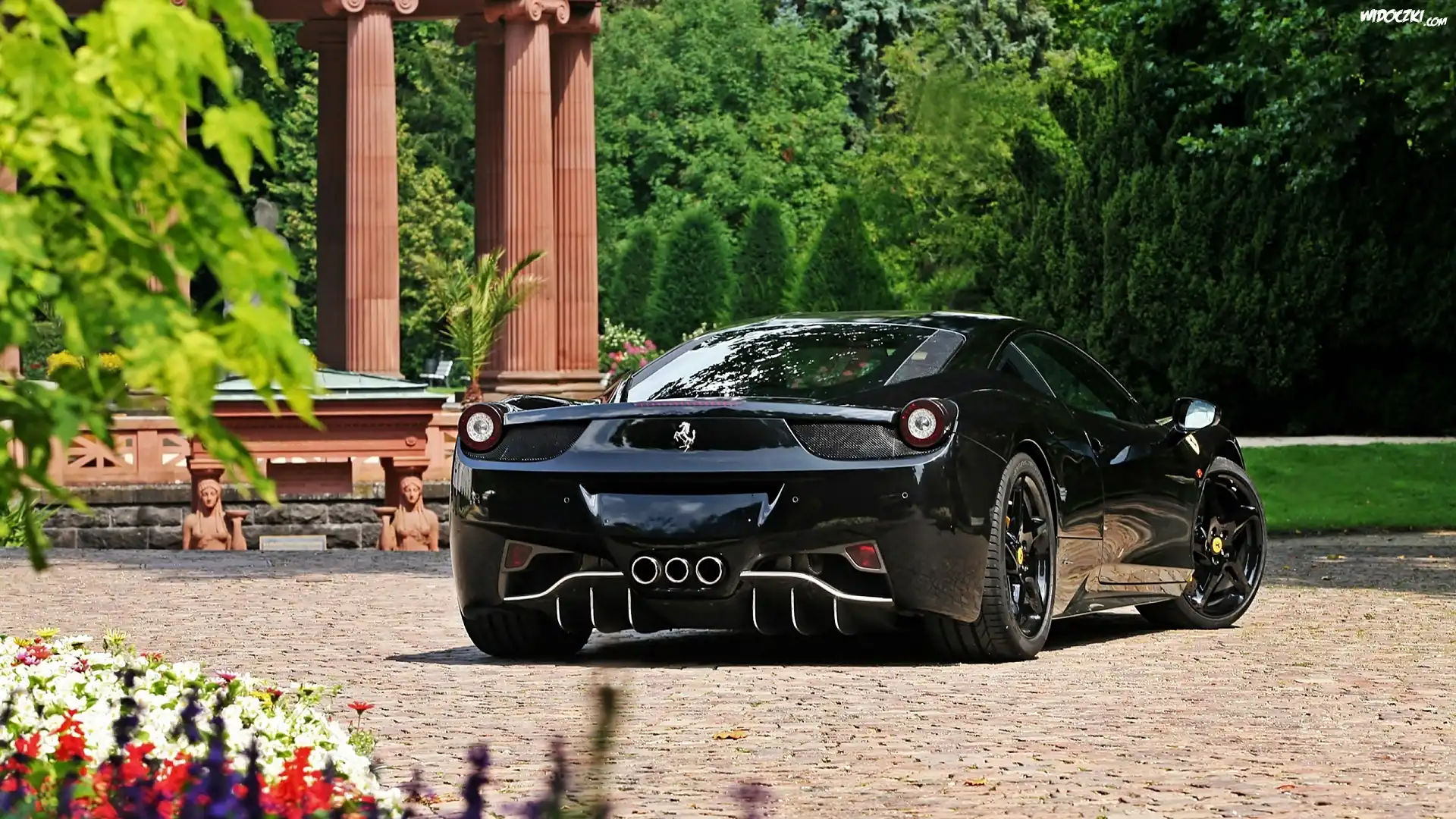 Lato, Park, Czarne, Ferrari 458, Sport
