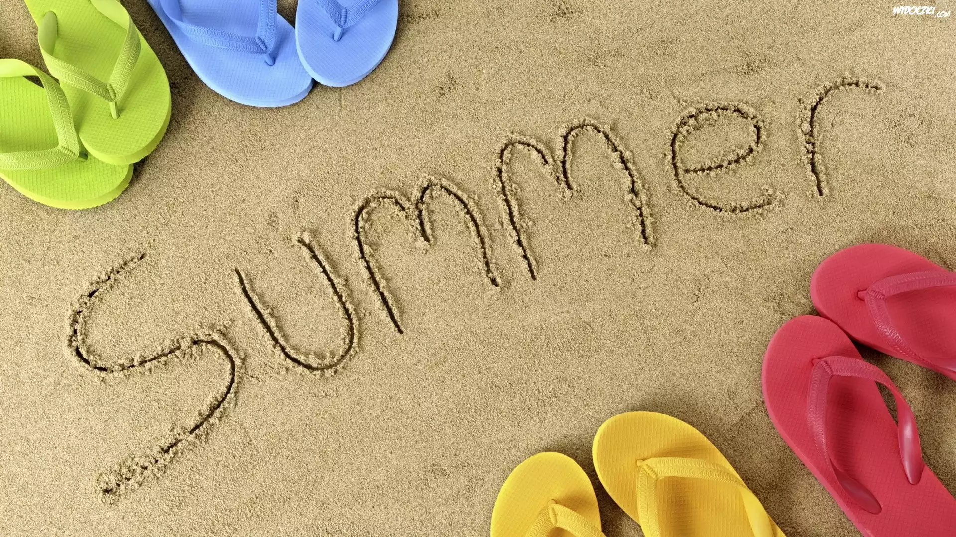 Lato, Plaża, Klapki, Japonki, Piasek