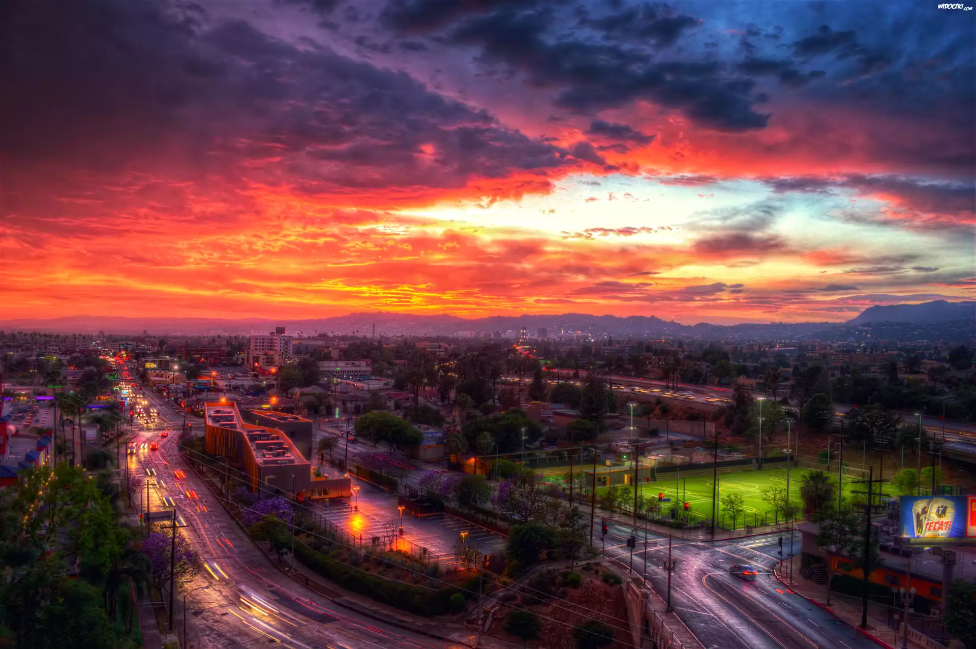 Los Angeles, USA, Noc, Droga, HDR