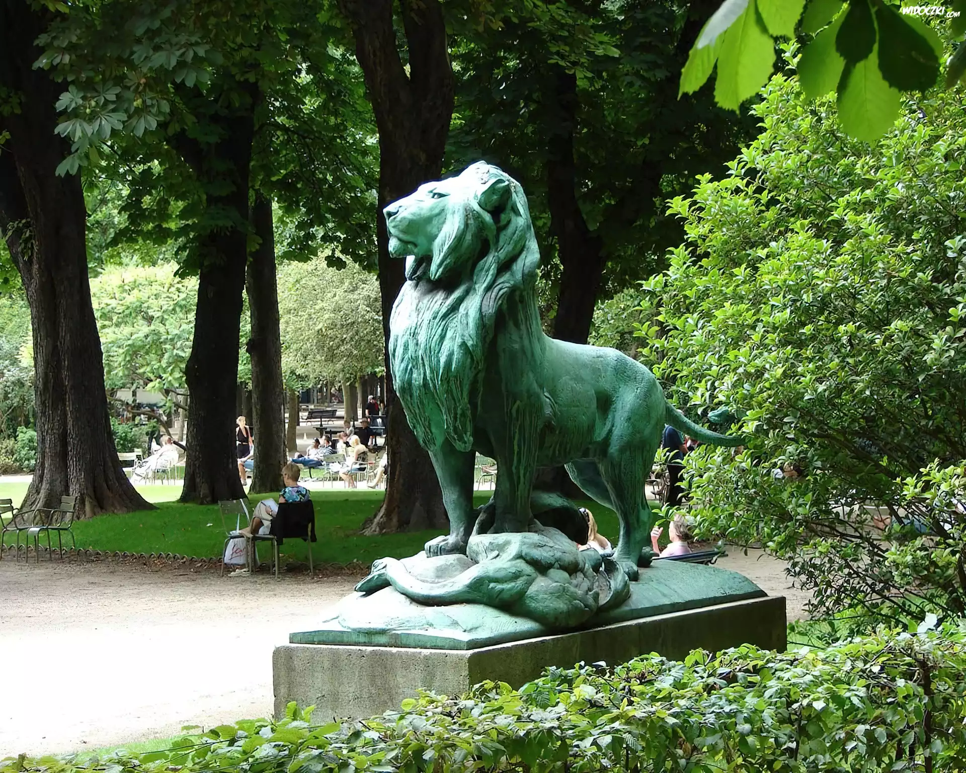 Luksemburg, Park, Zamkowy, Pomnik, Lwa