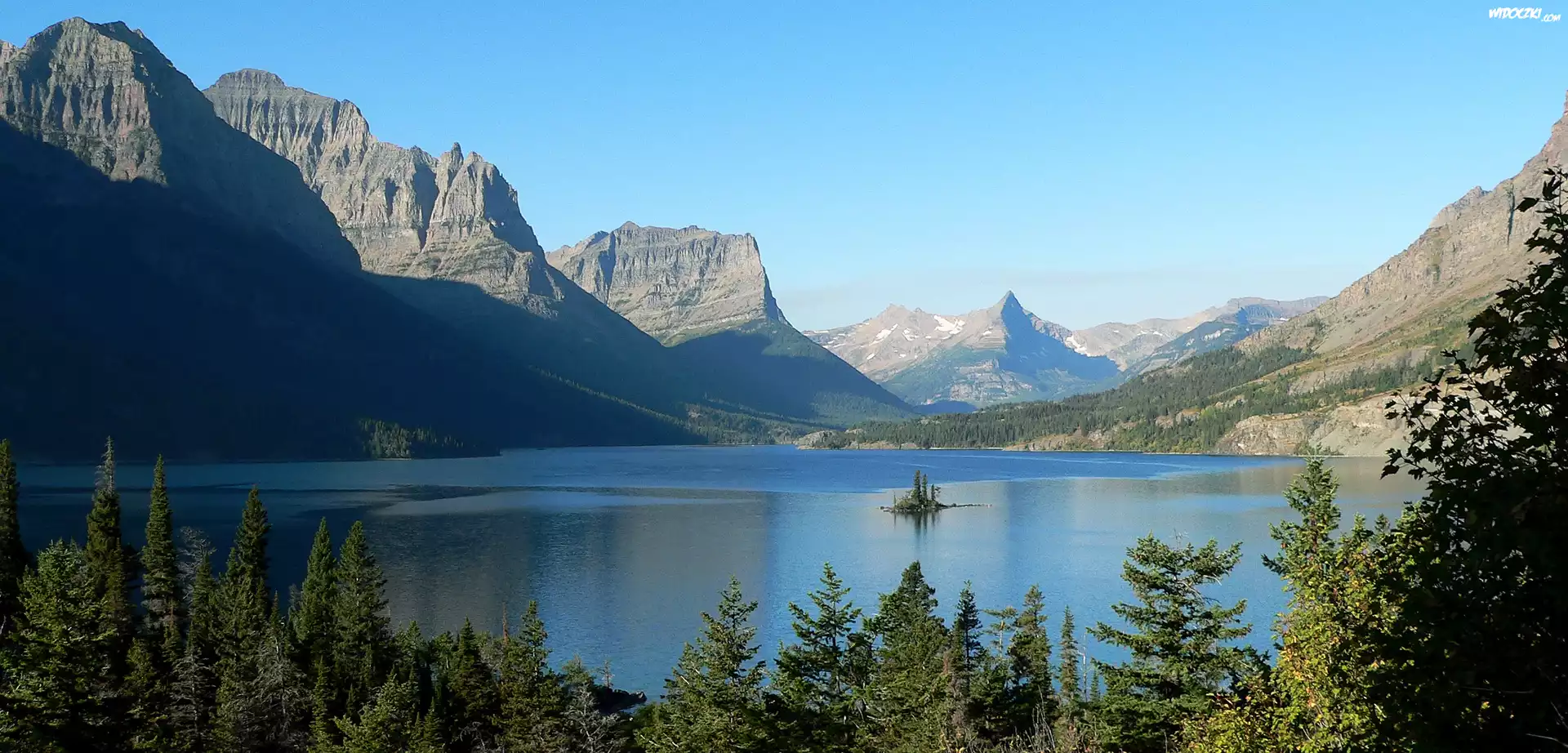 Saint, Mary, Narodowy, Park, Glacier, Montana, Góry, Jezioro