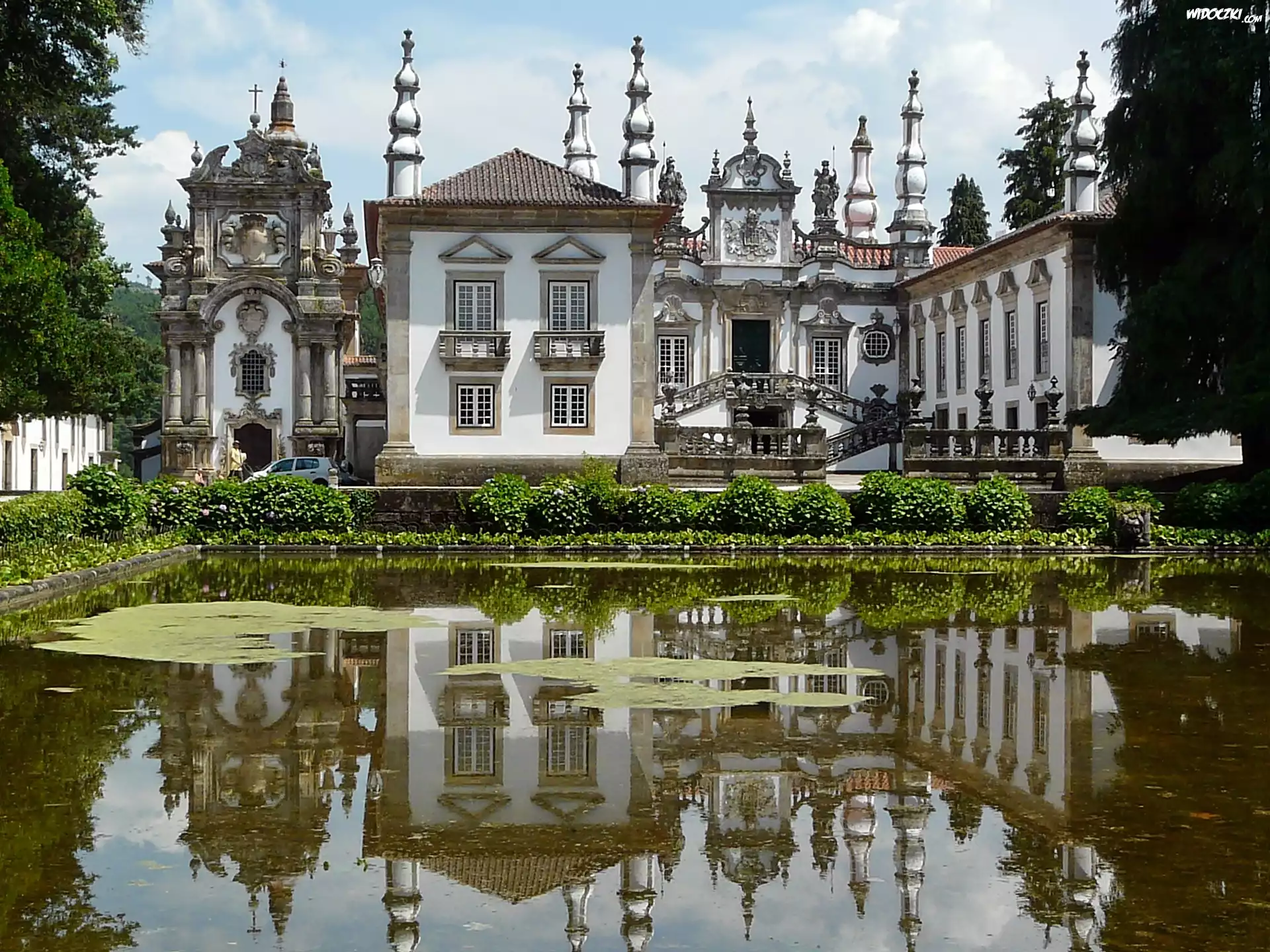 Pałac, Mateus, Vila, Real, Park, Sadzawka, Odbicie