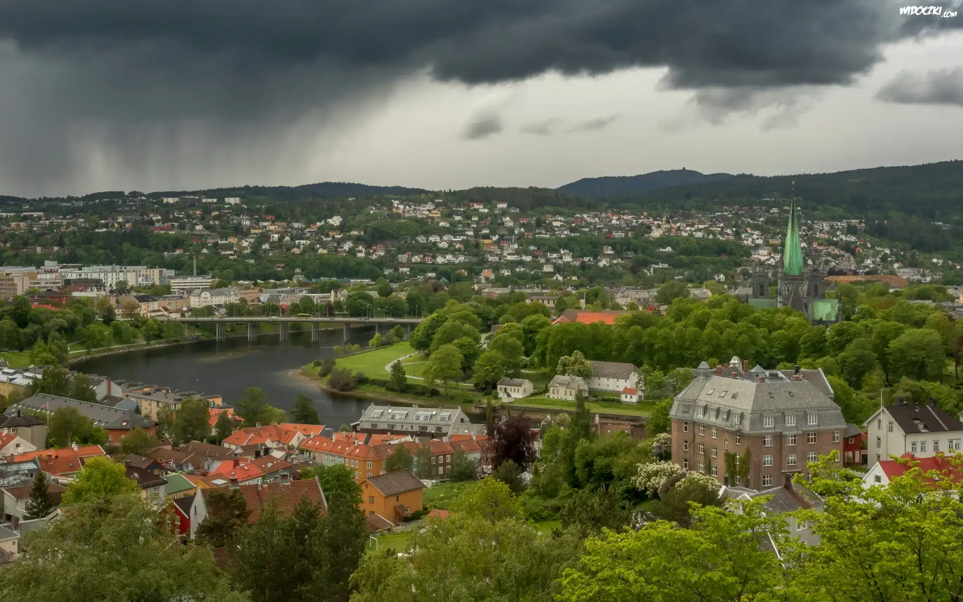 Miasto, Kristiansand, Rzeka, Most, Katedra, Norwegia