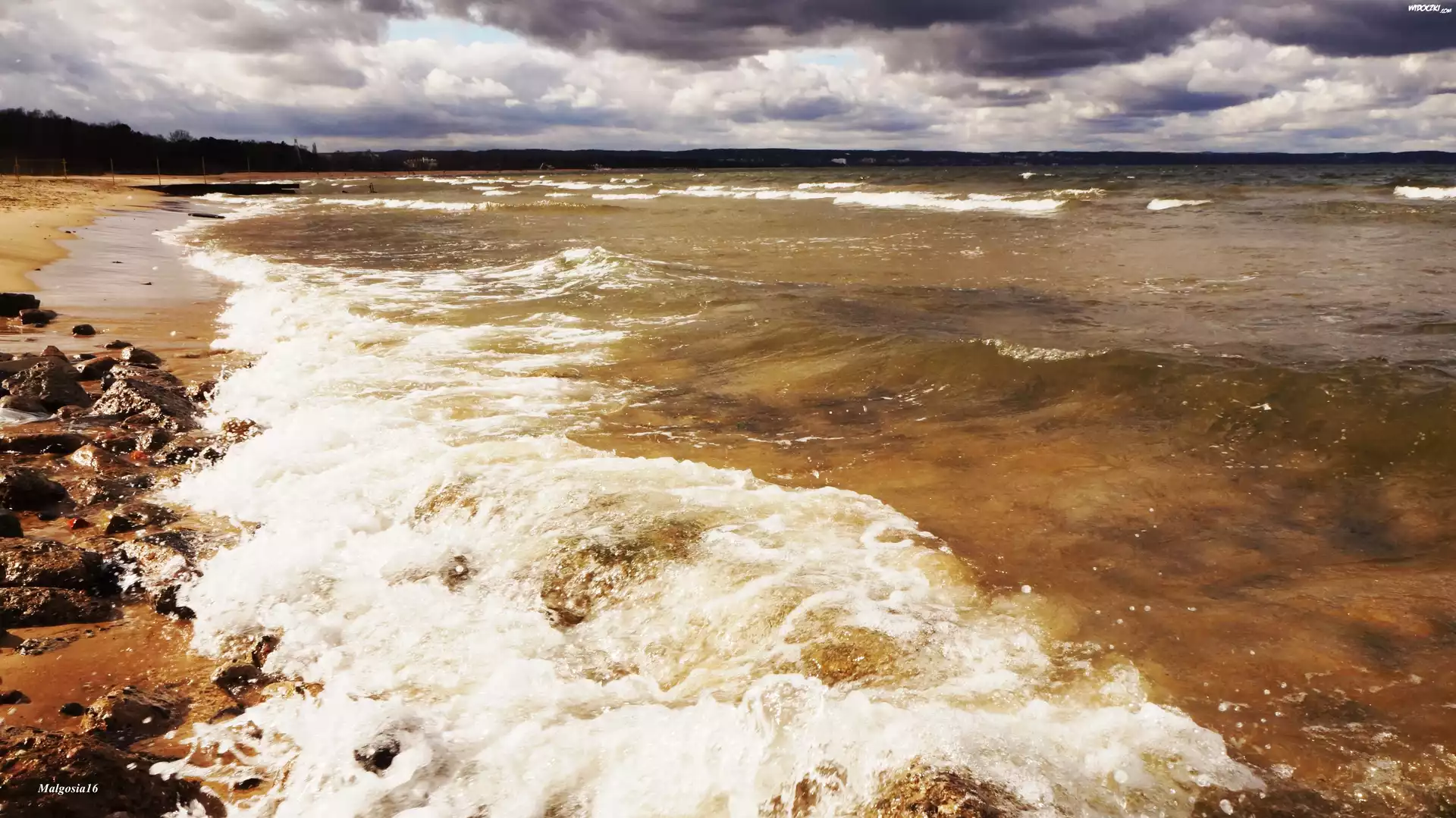 Morze, Bałtyk, Fale, Plaża