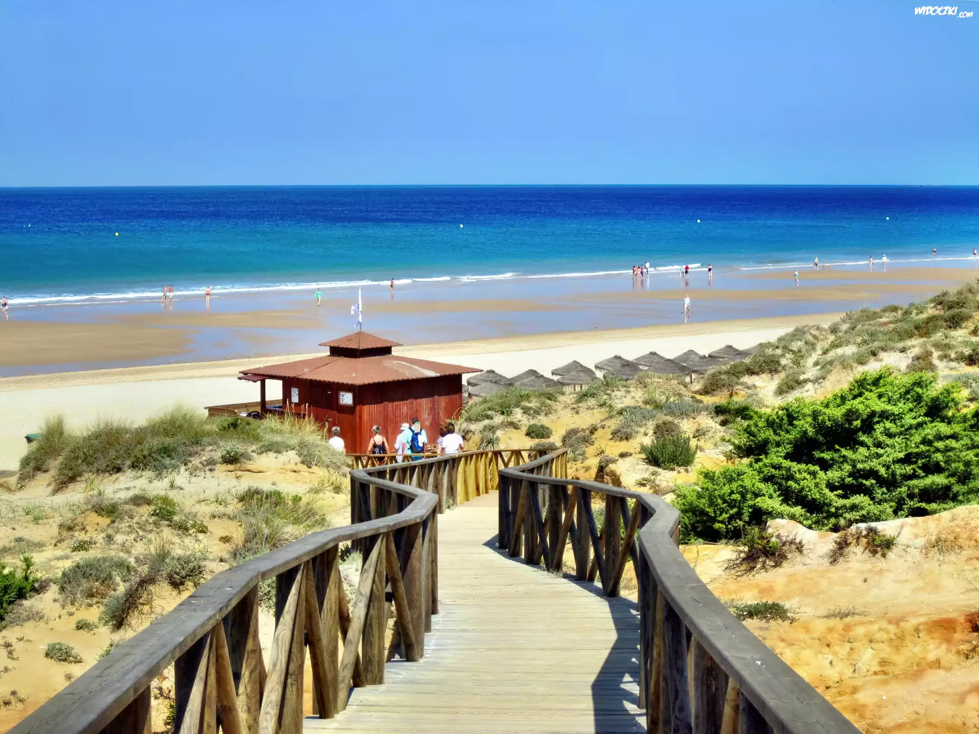 Morze, Plaża, Horyzont, Schody