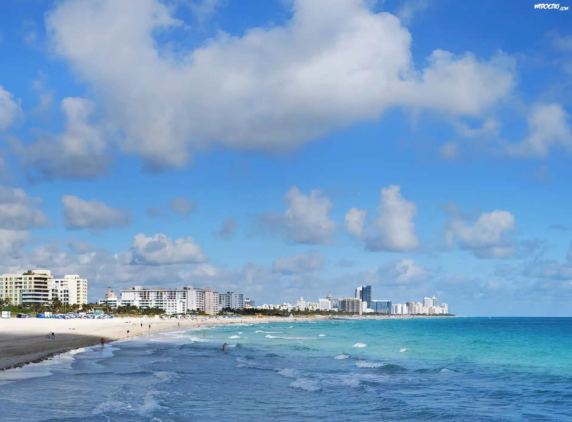 Morze, Plaża, Hotele, Miami