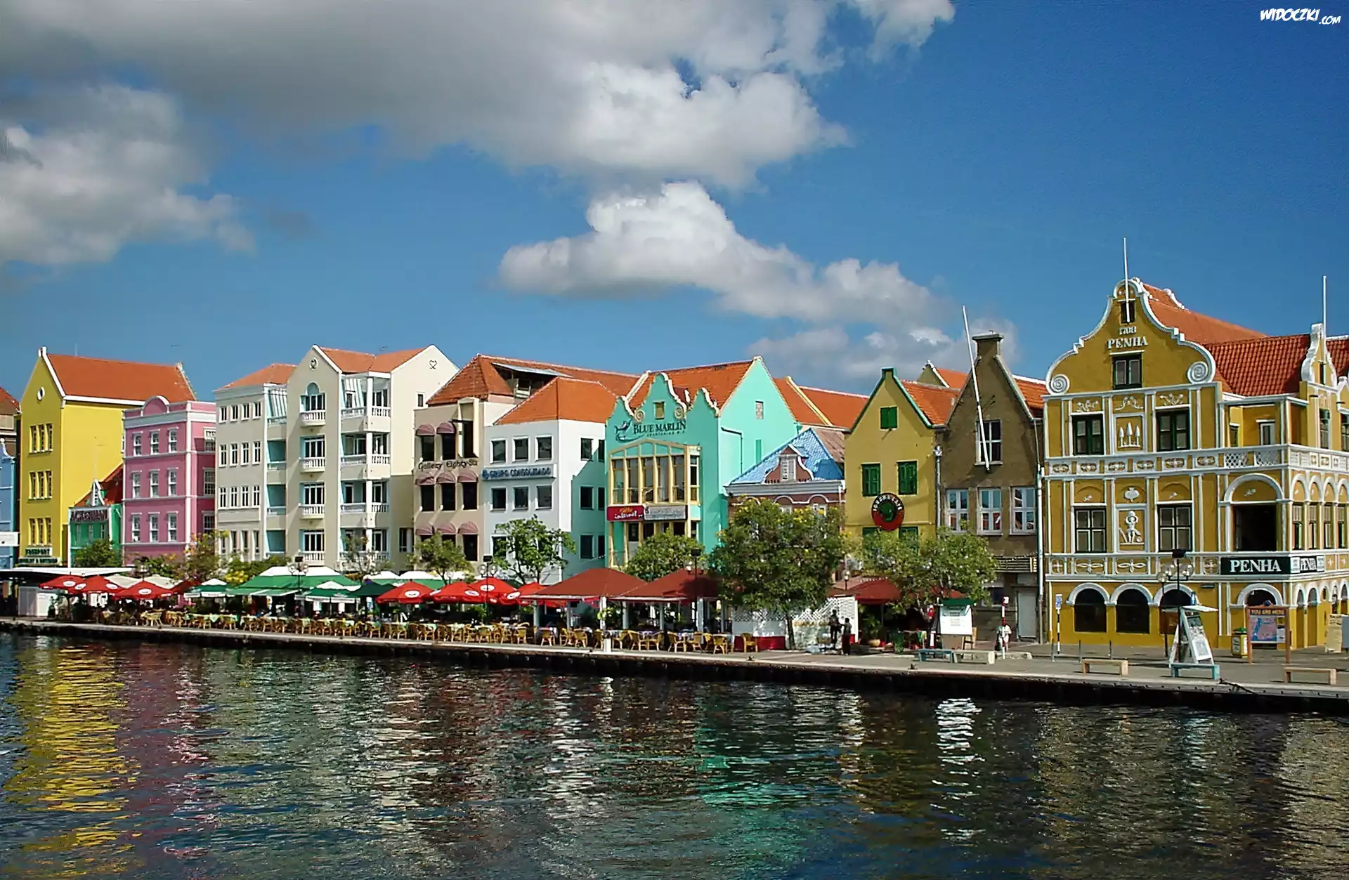 Morze, Nabrzeże, Kolorowe, Kamieniczki, Curacao