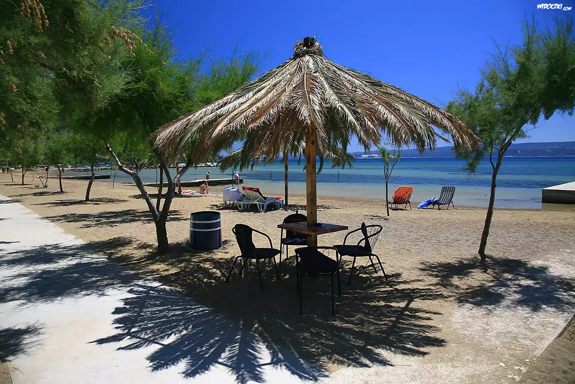 Morze, Plaża, Parasol
