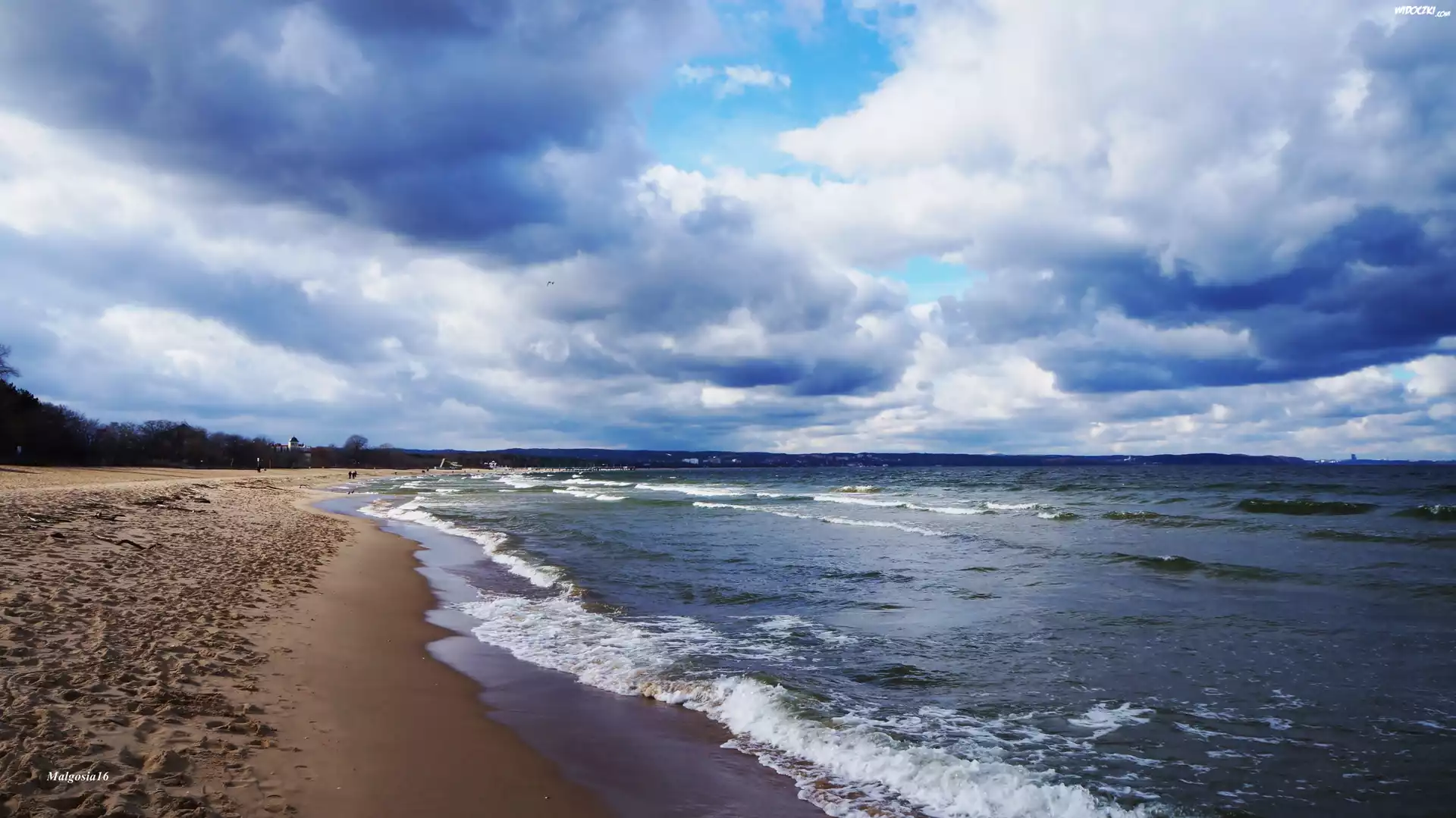 Morze, Bałtyk, Plaża, Fale