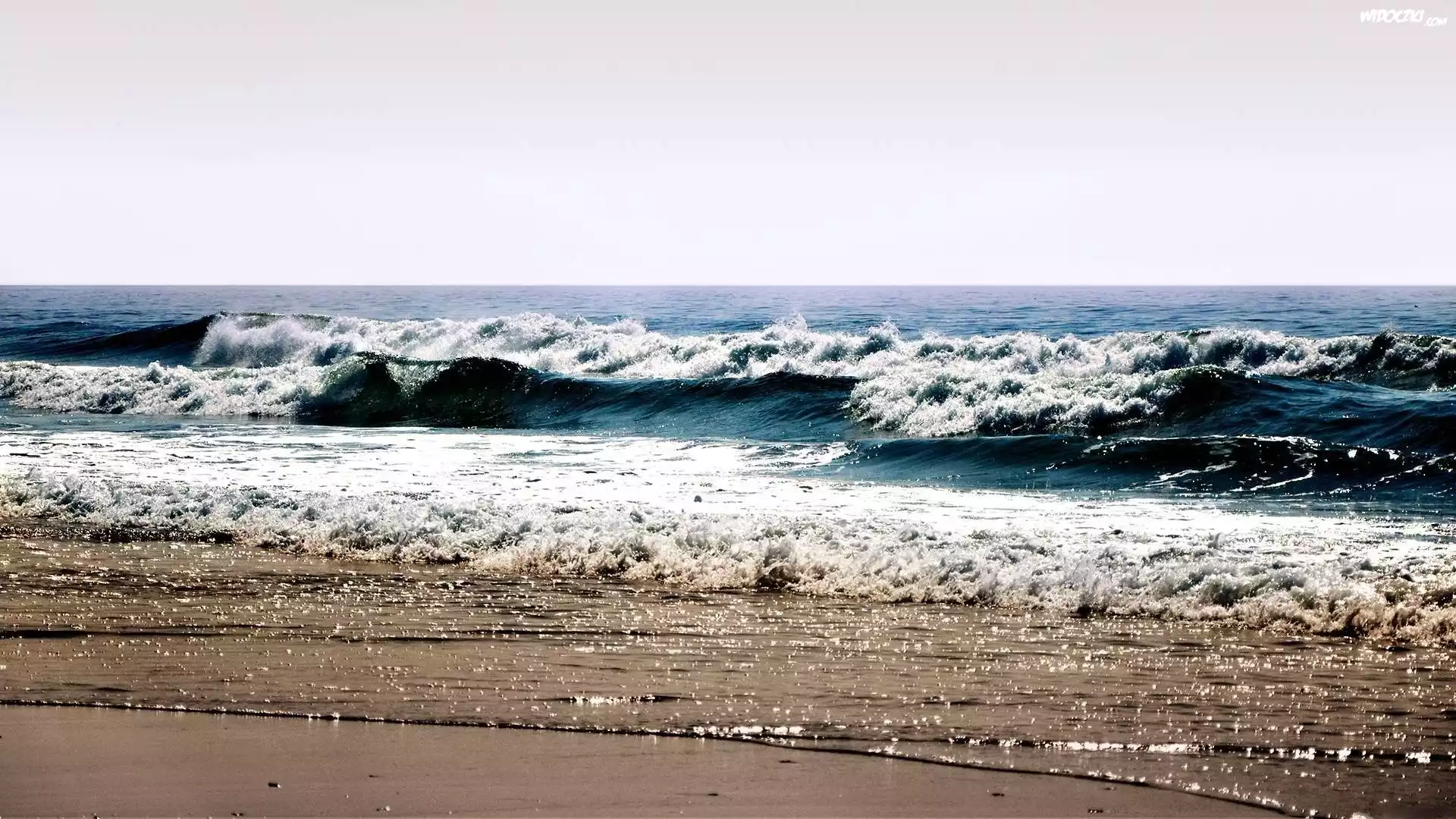 Morze, Fale, Plaża, Piasek