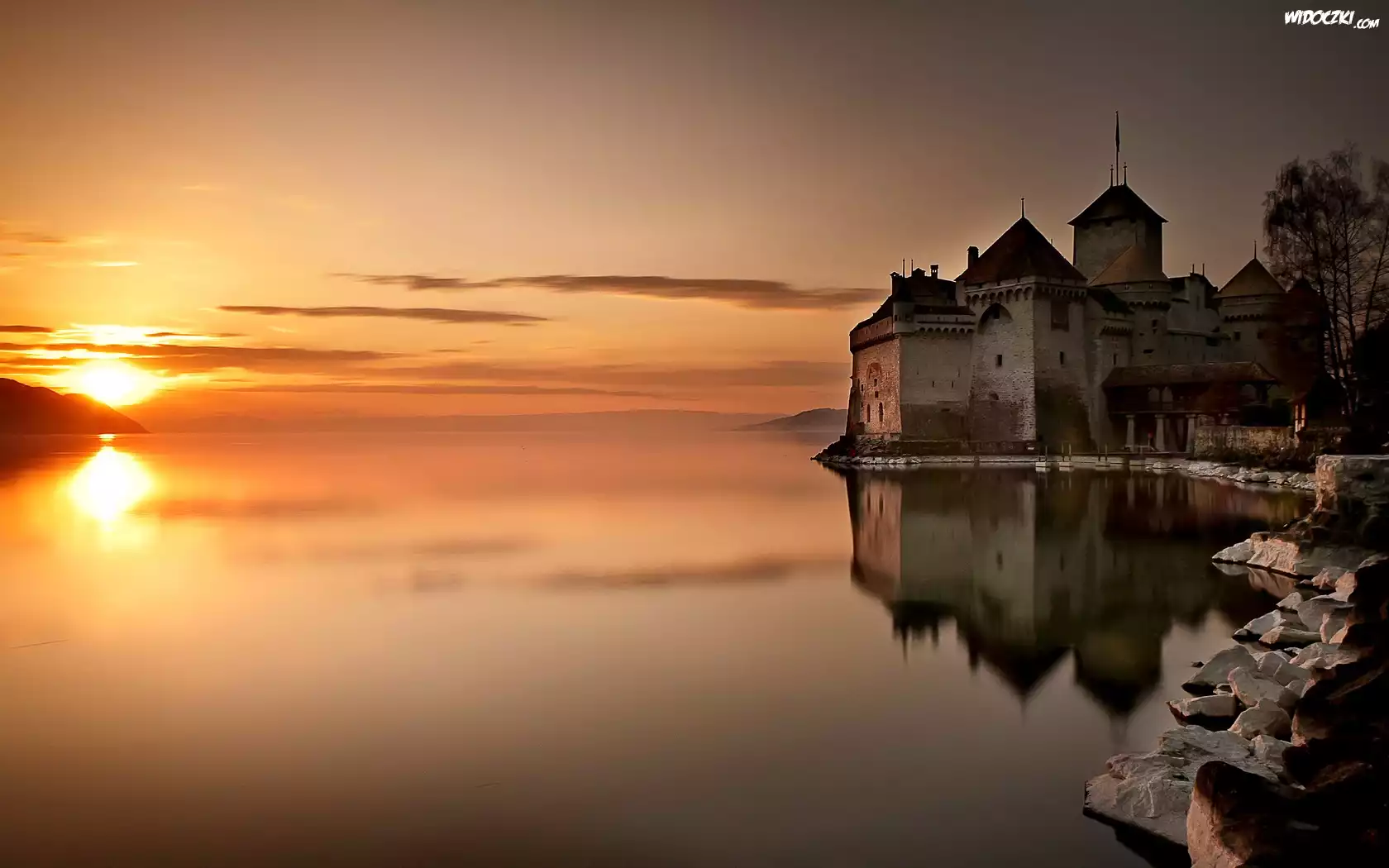 Morze, Zachód, Słońca, Zamek
