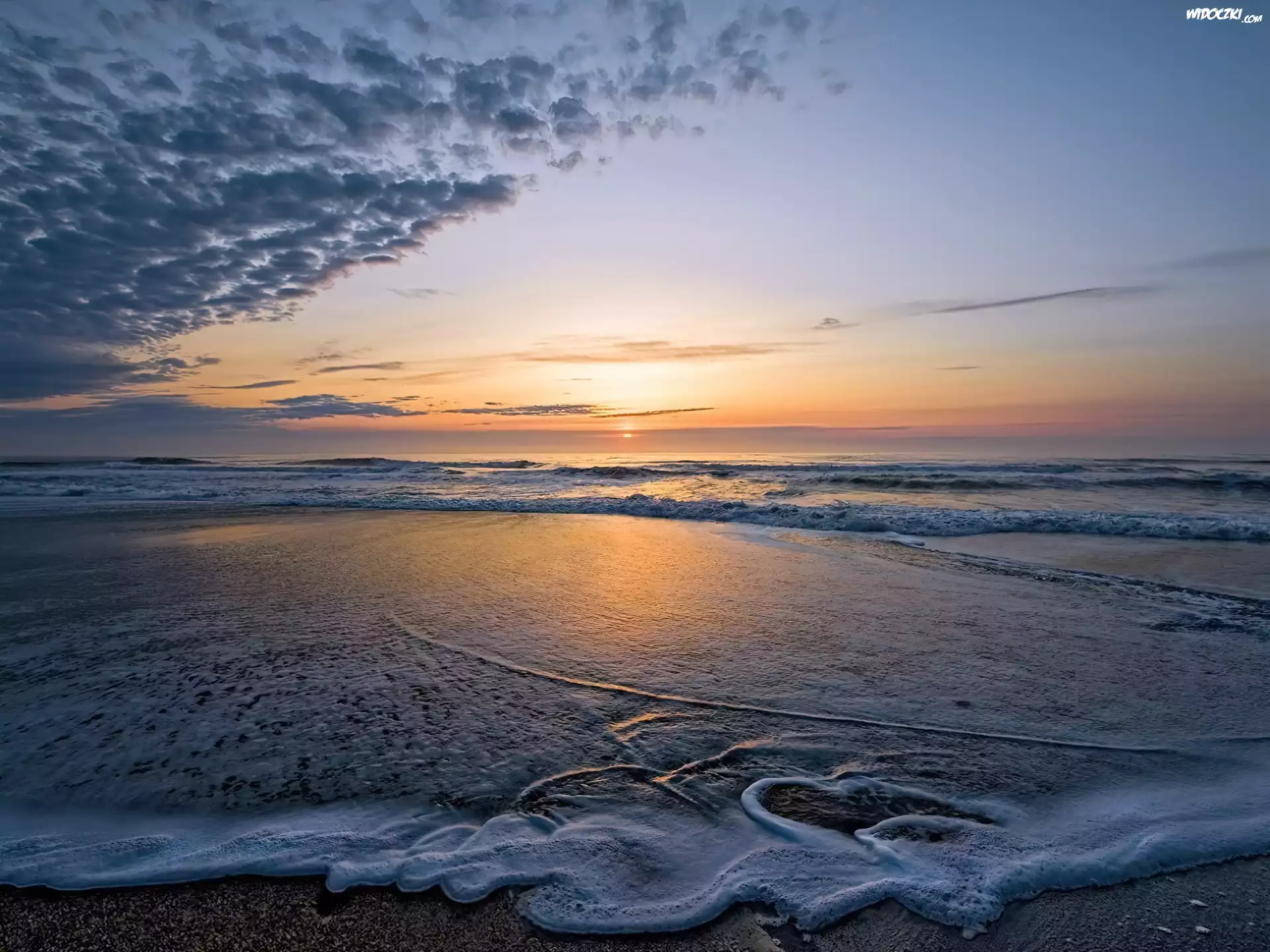 Morze, Plaża, Wschód, Słońca