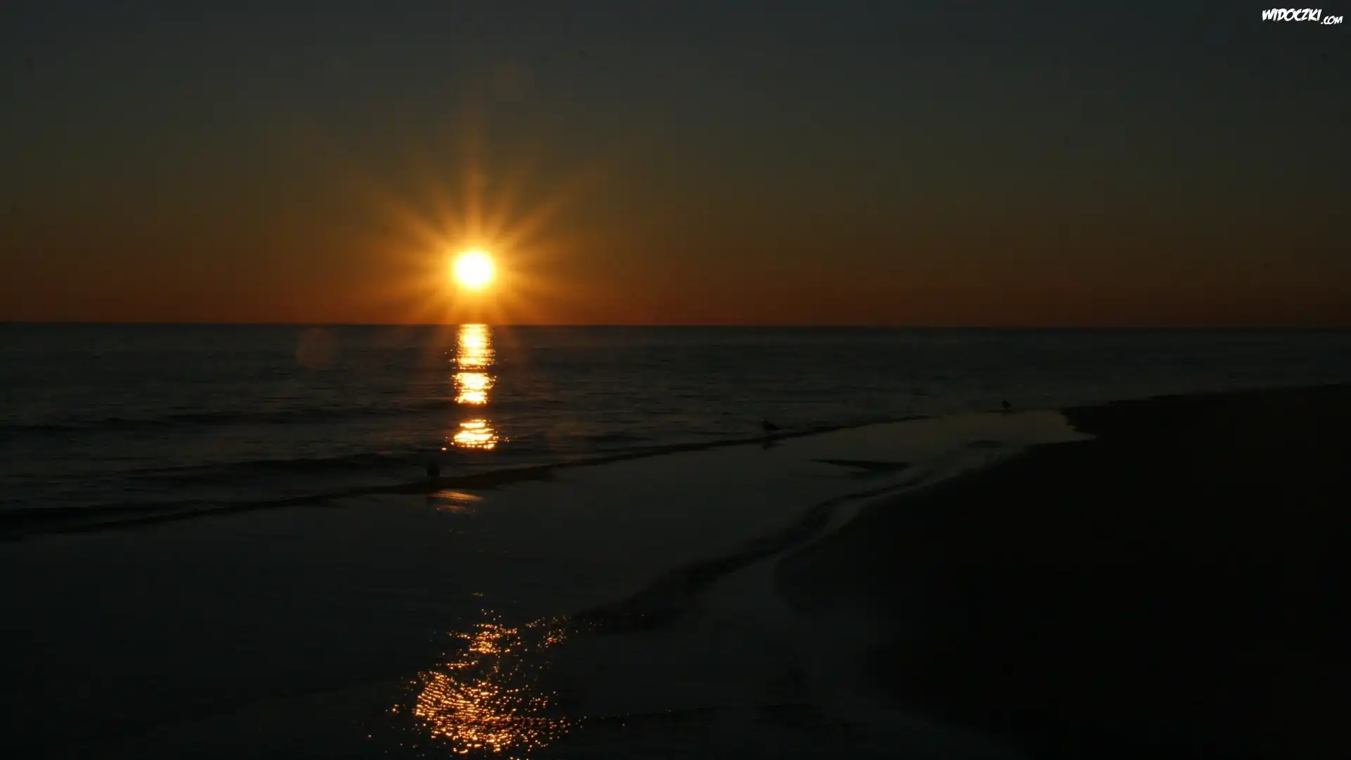 Morze, Plaża, Promienie, Słońca, Zachód, Słońca
