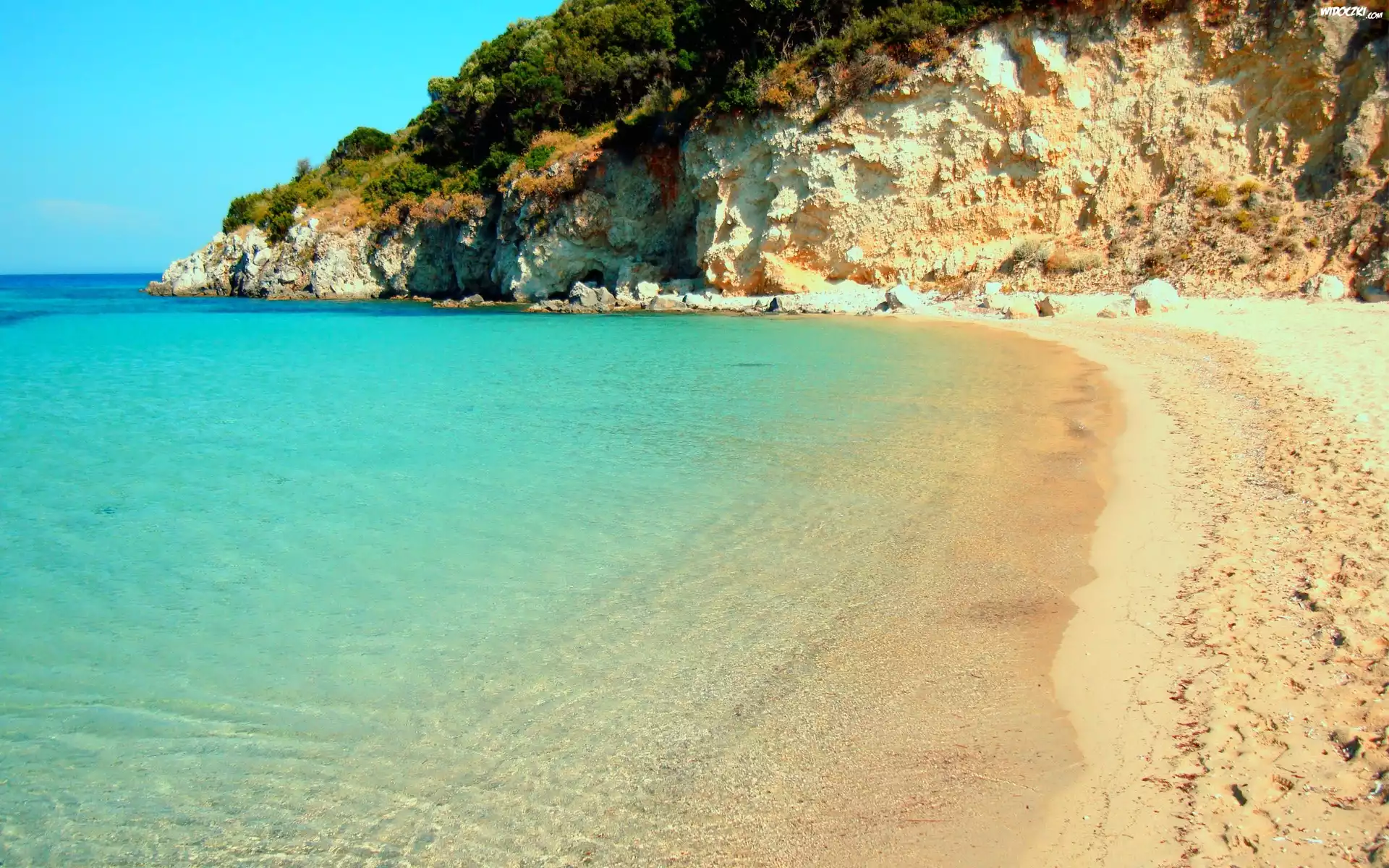 Morze, Plaża, Skały, Zakynthos, Grecja