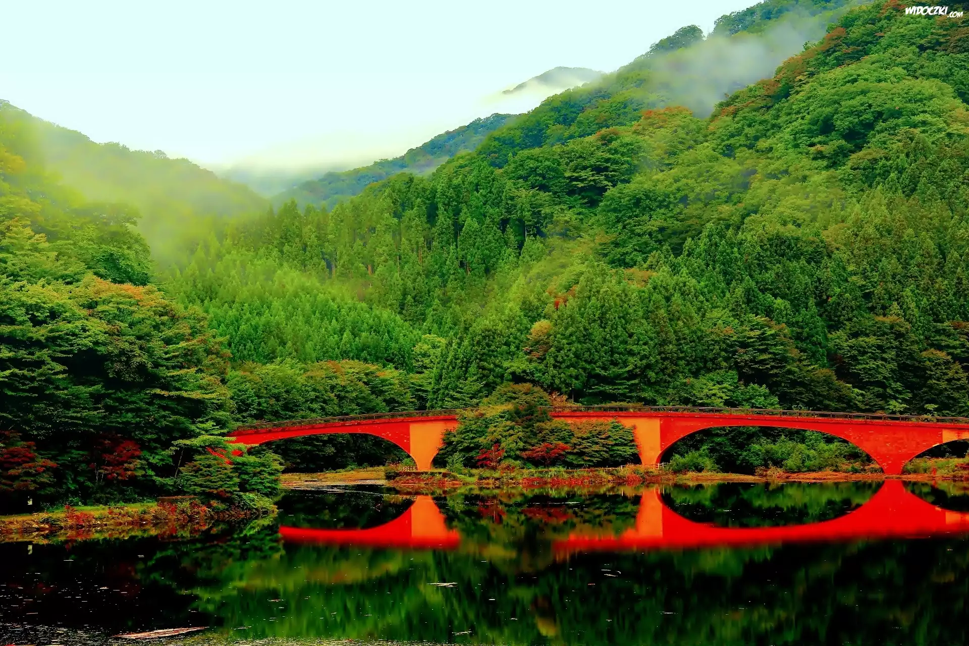 Most, Góry, Las, Jezioro