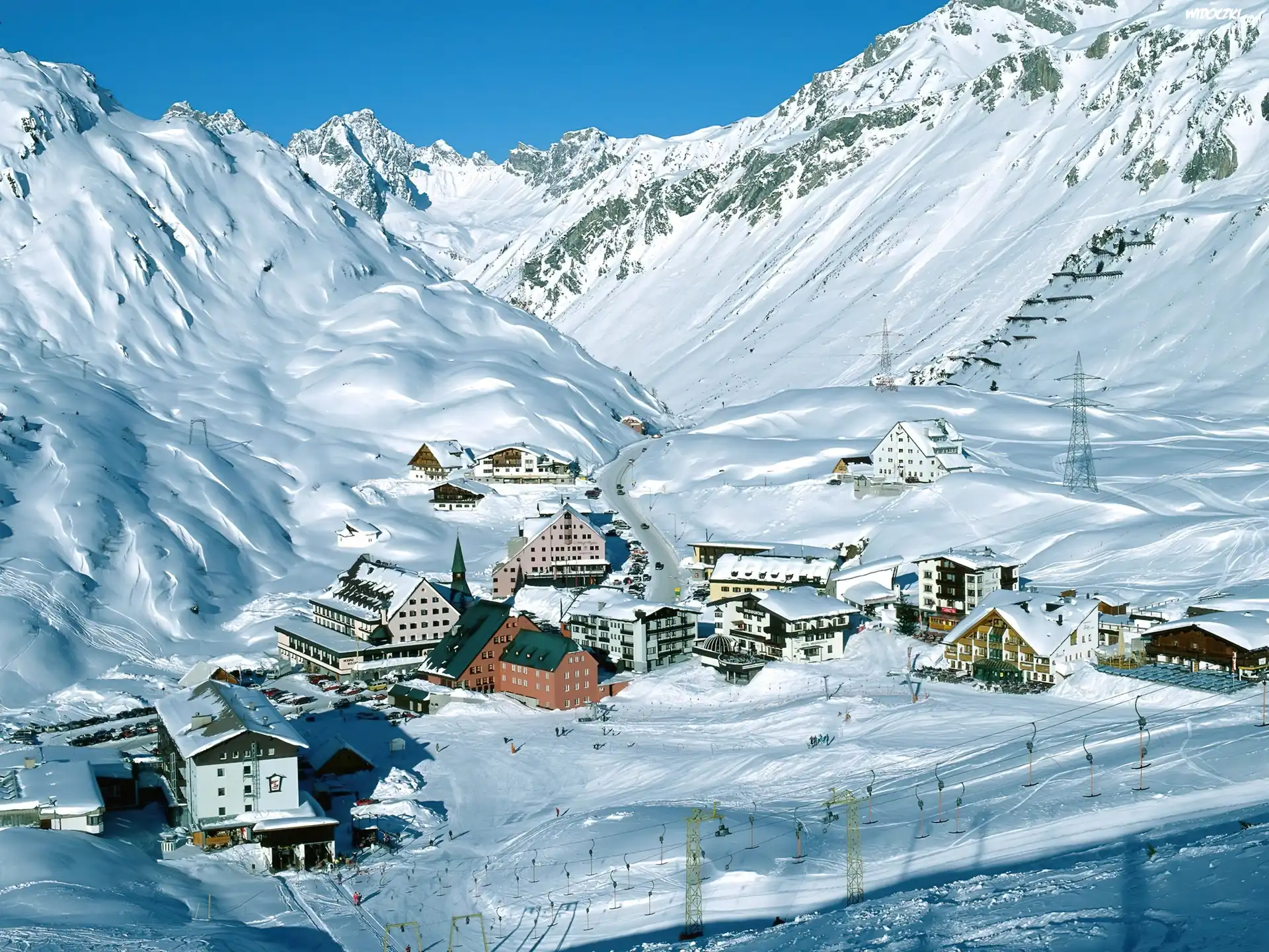Kurort Narciarski, Arlberg, Tyrol, Austria, Zima, Åšnieg