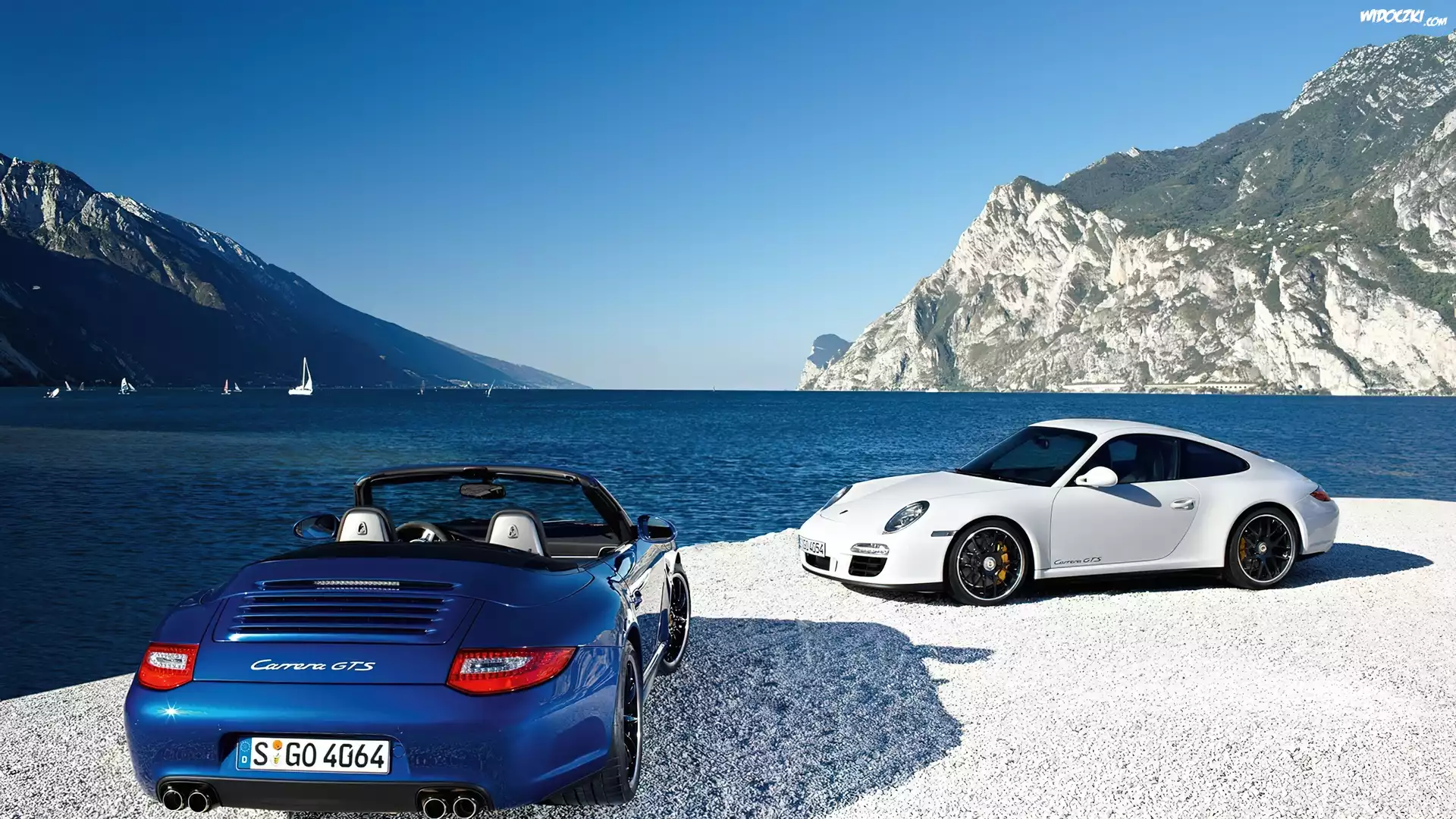 Niebieski, Biały, Porsche Carrera GT