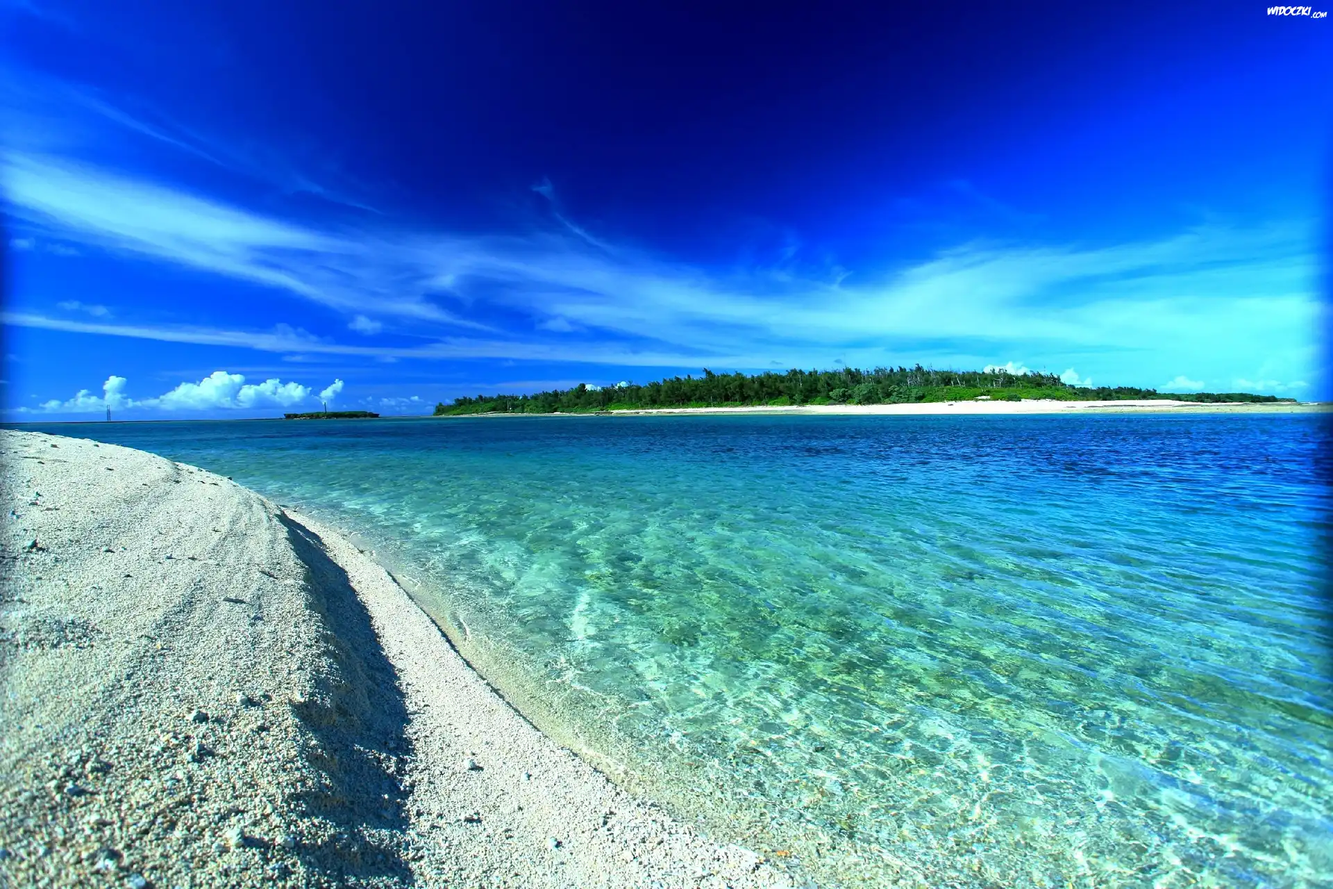 Ocean, Plaża, Zielona, Wyspa