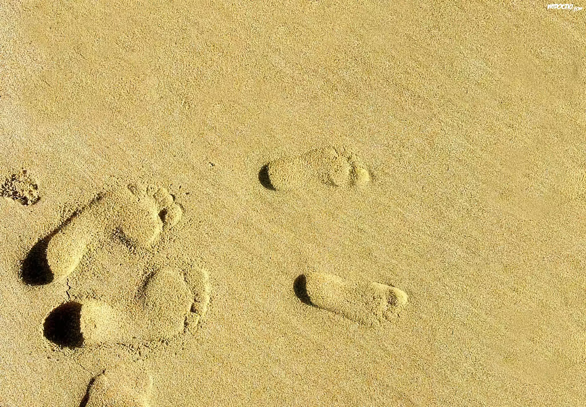 Odciski, Stóp, Plaża, Piasek
