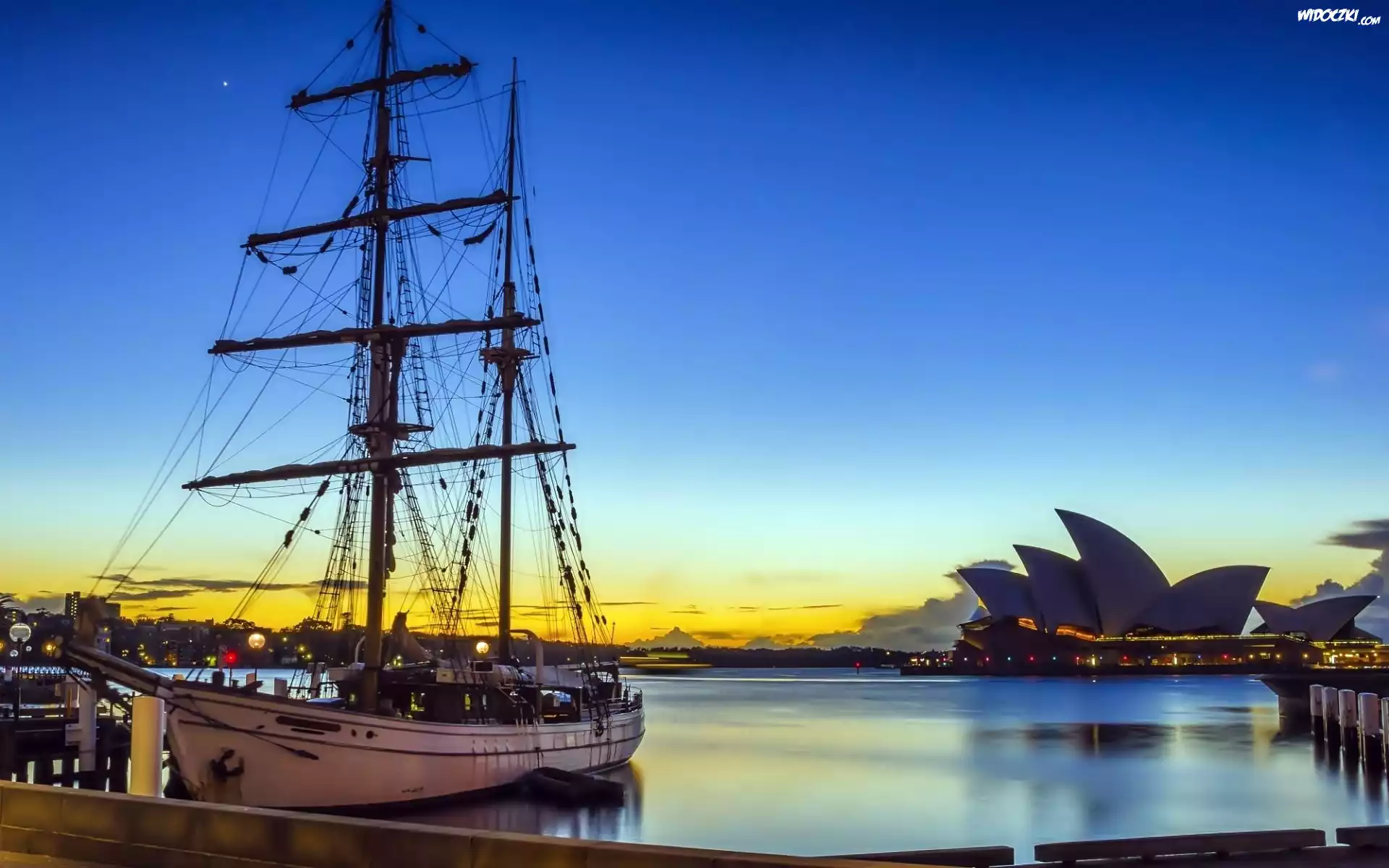 Australia Opera, Sydney, Żaglowiec, Wschód, Słońca