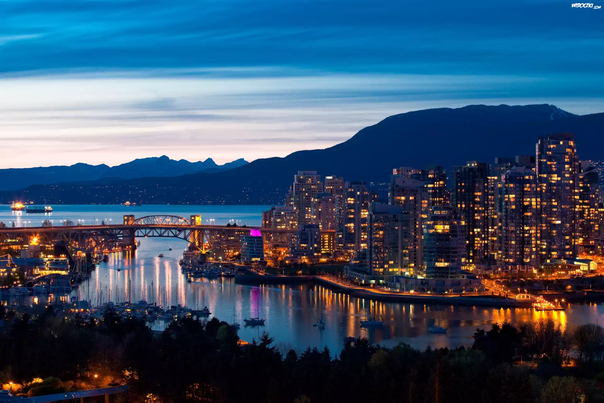 Oświetlone, Miasto, Vancouver, Kanada
