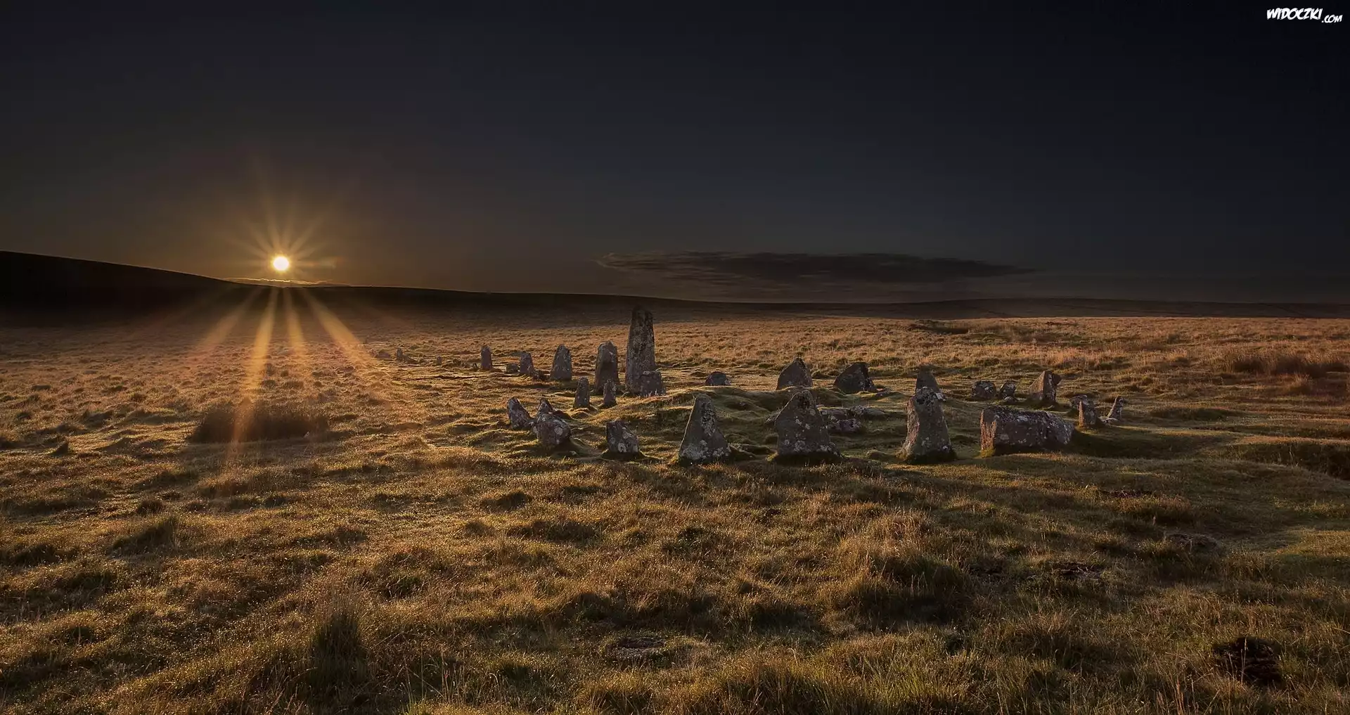 Anglia, Park Narodowy Dartmoor, Promienie słońca, Kamienie