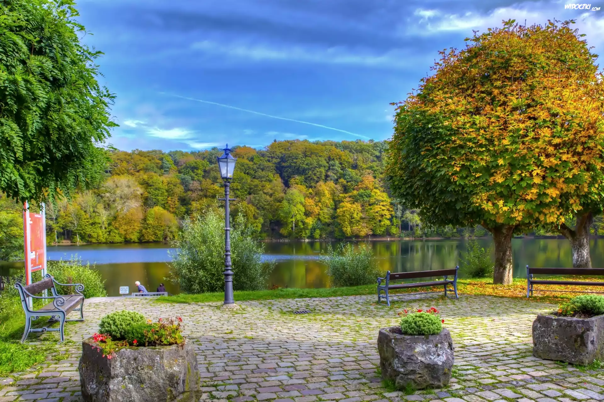 Park, Rzeka, Latarnia, Ławki, Niemcy