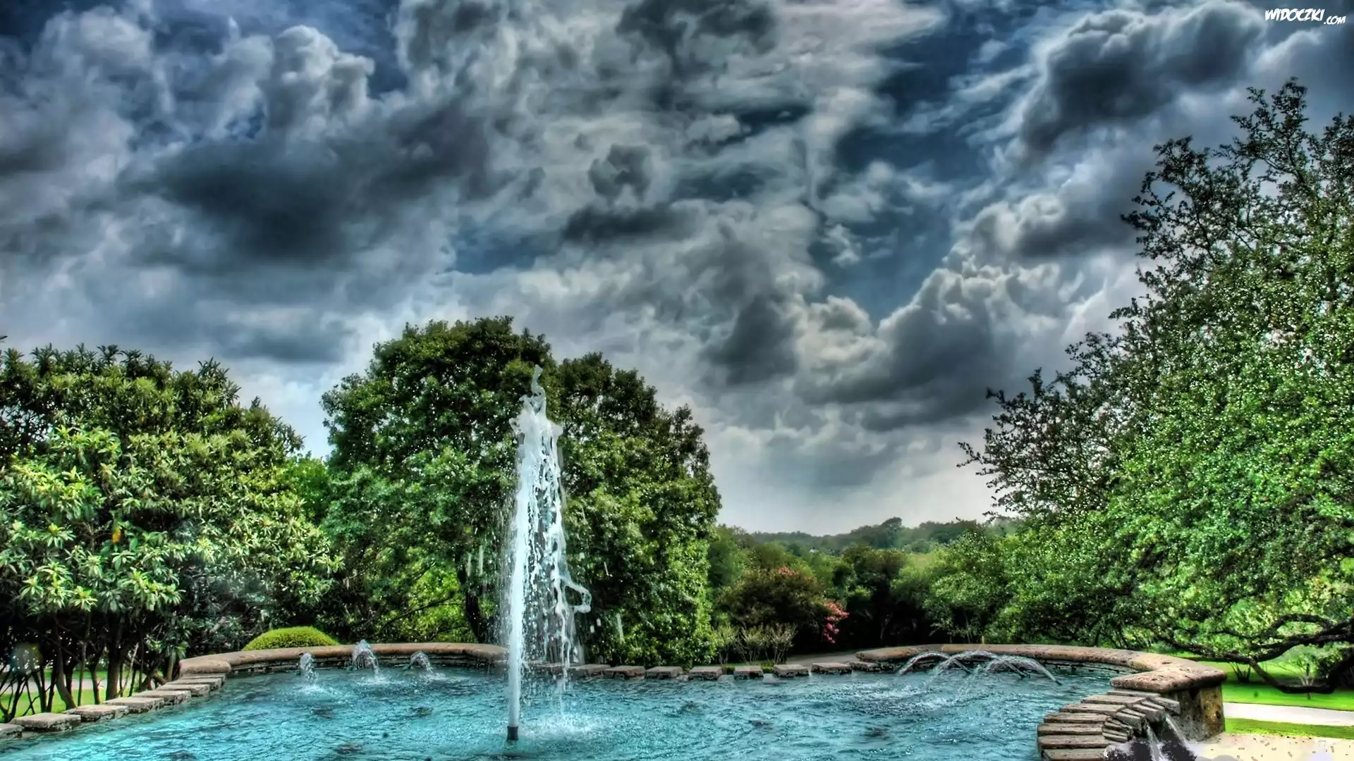 Chmury, Park, Wodotrysk