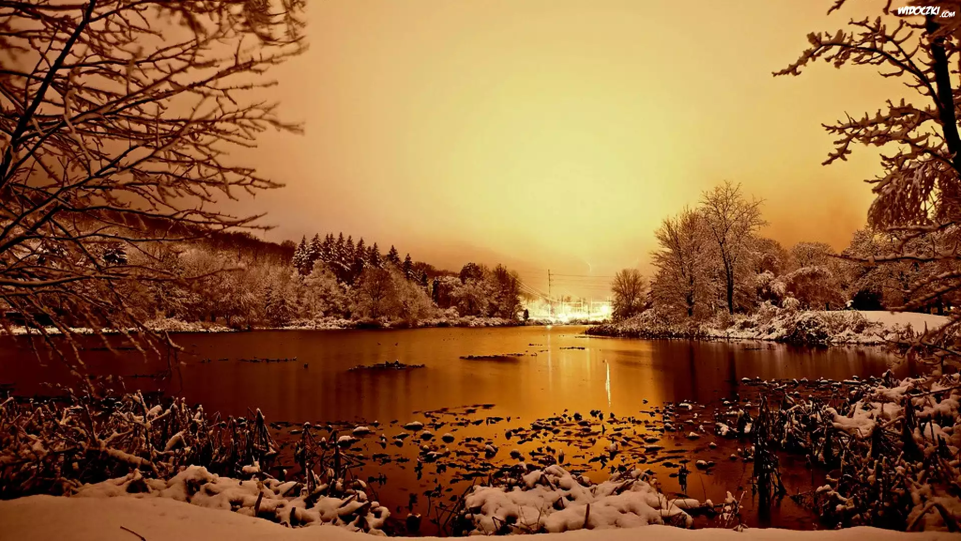 Jezioro, Park, Zima