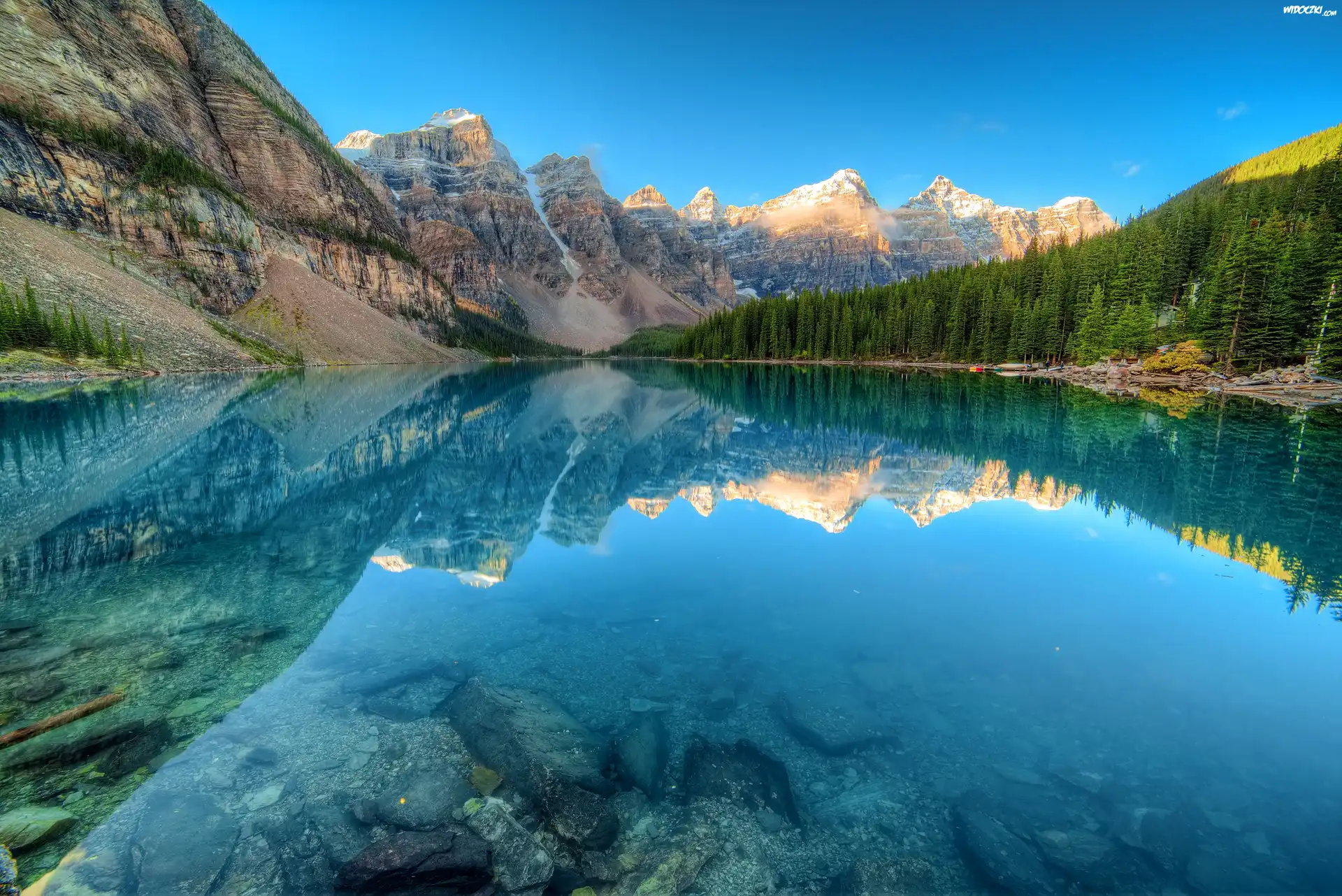 Kanada, Park Narodowy Banff, Góry, Lasy, Jezioro Moraine