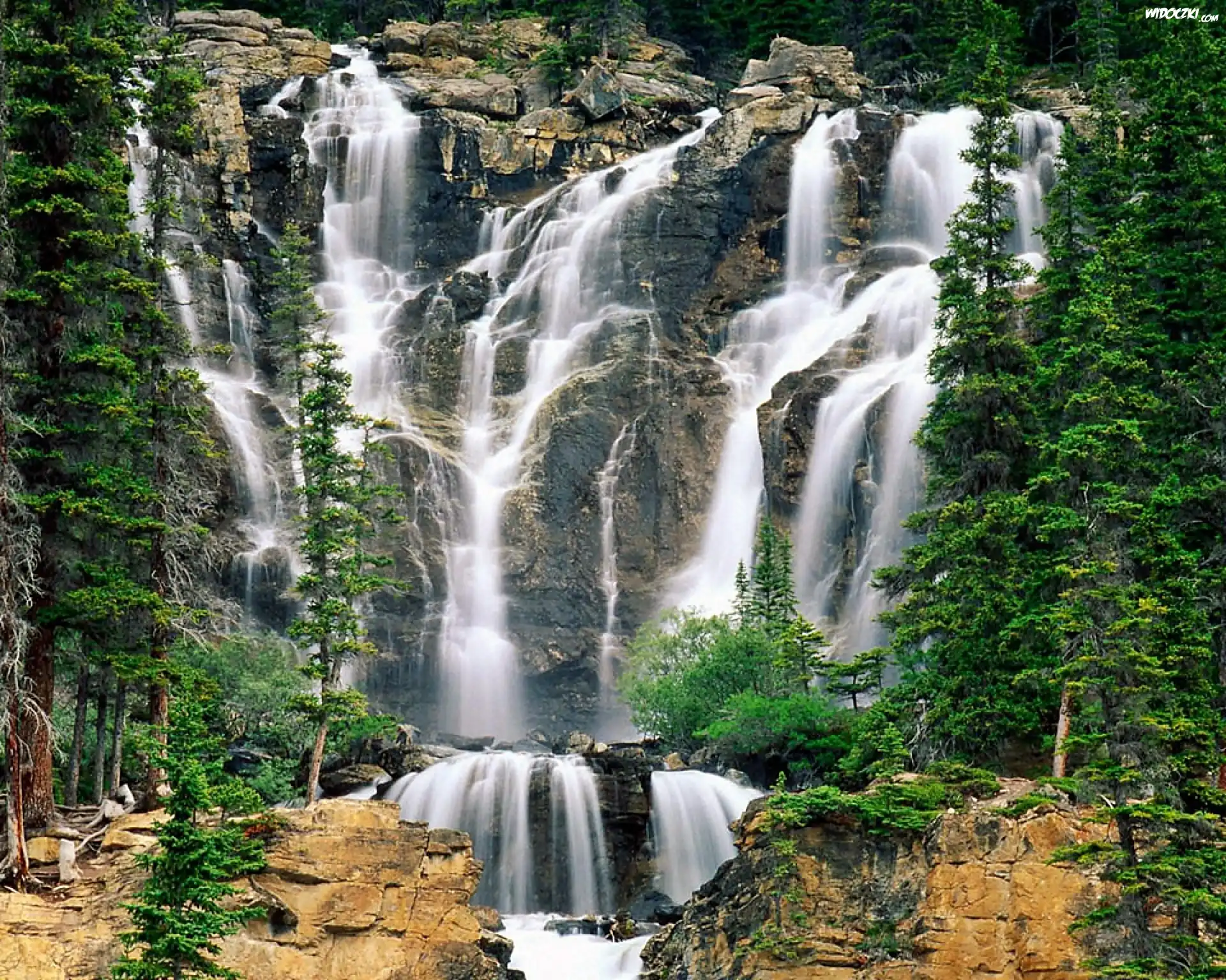 Kanada, Park Narodowy Jasper, Prowincja Alberta, Wodospad Tangle Creek Falls