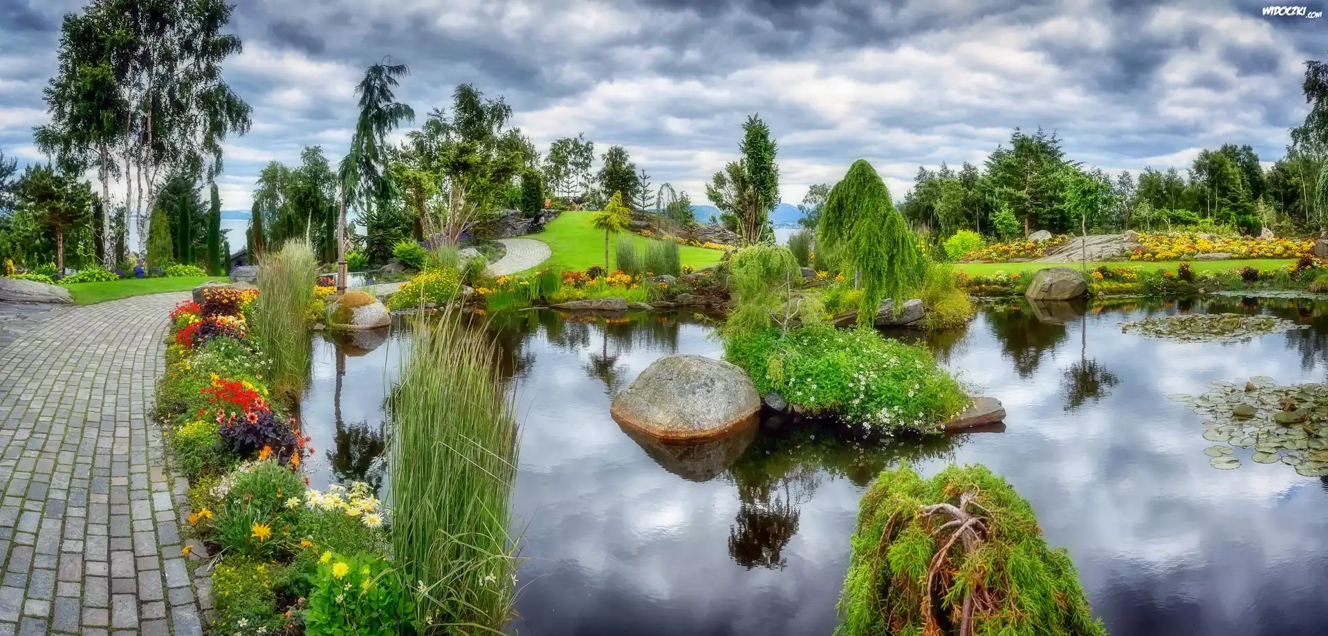 Park, Ogród, Staw, Zieleń
