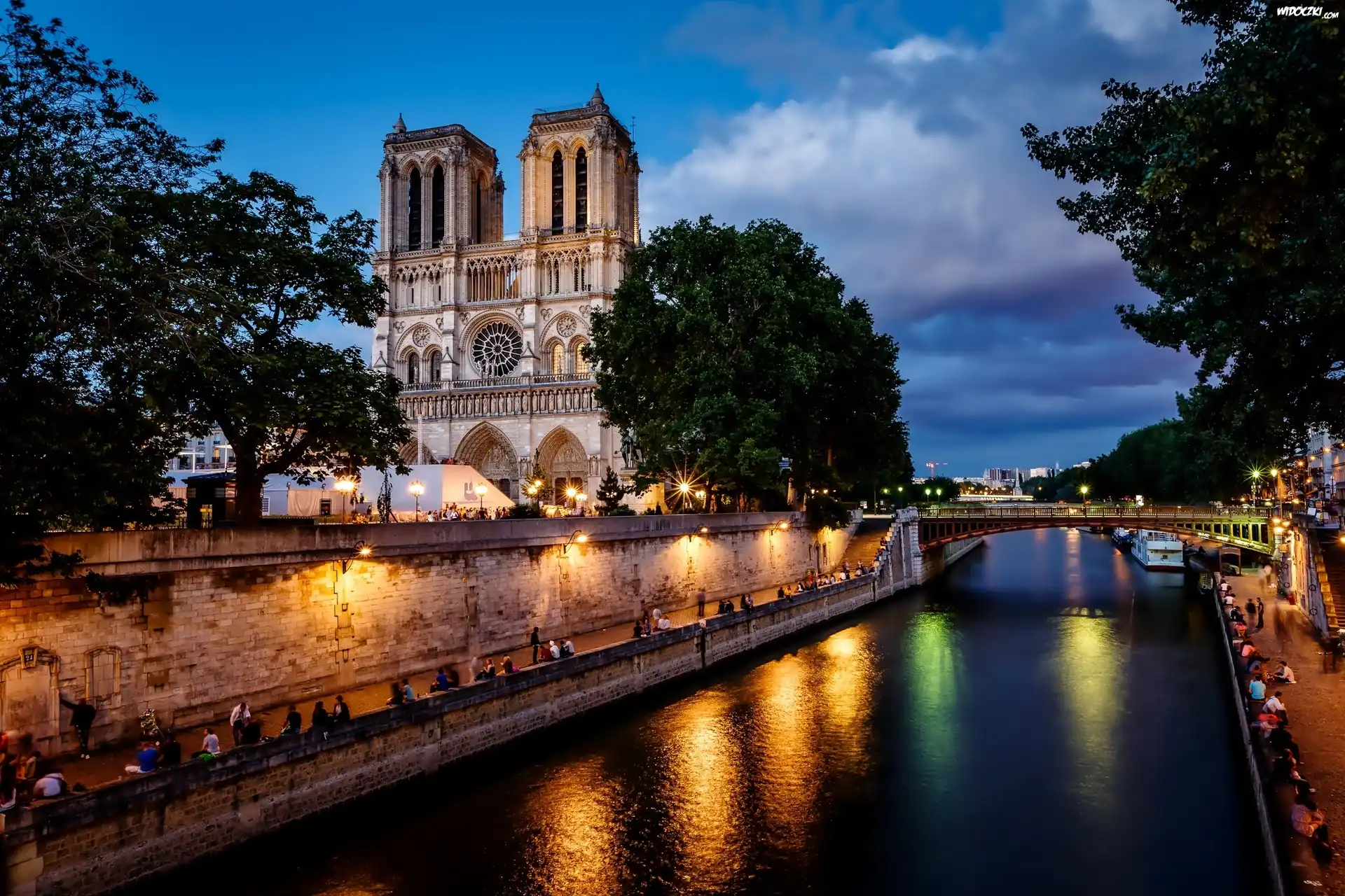 Paryż, Francja, Notre Dame, Sekwana, Most