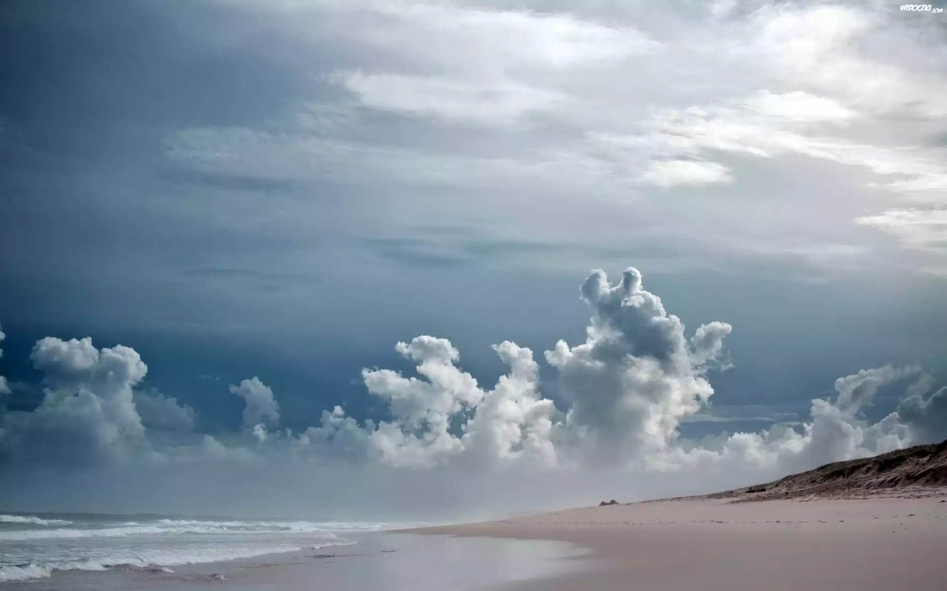 Chmury, Plaża, Morze