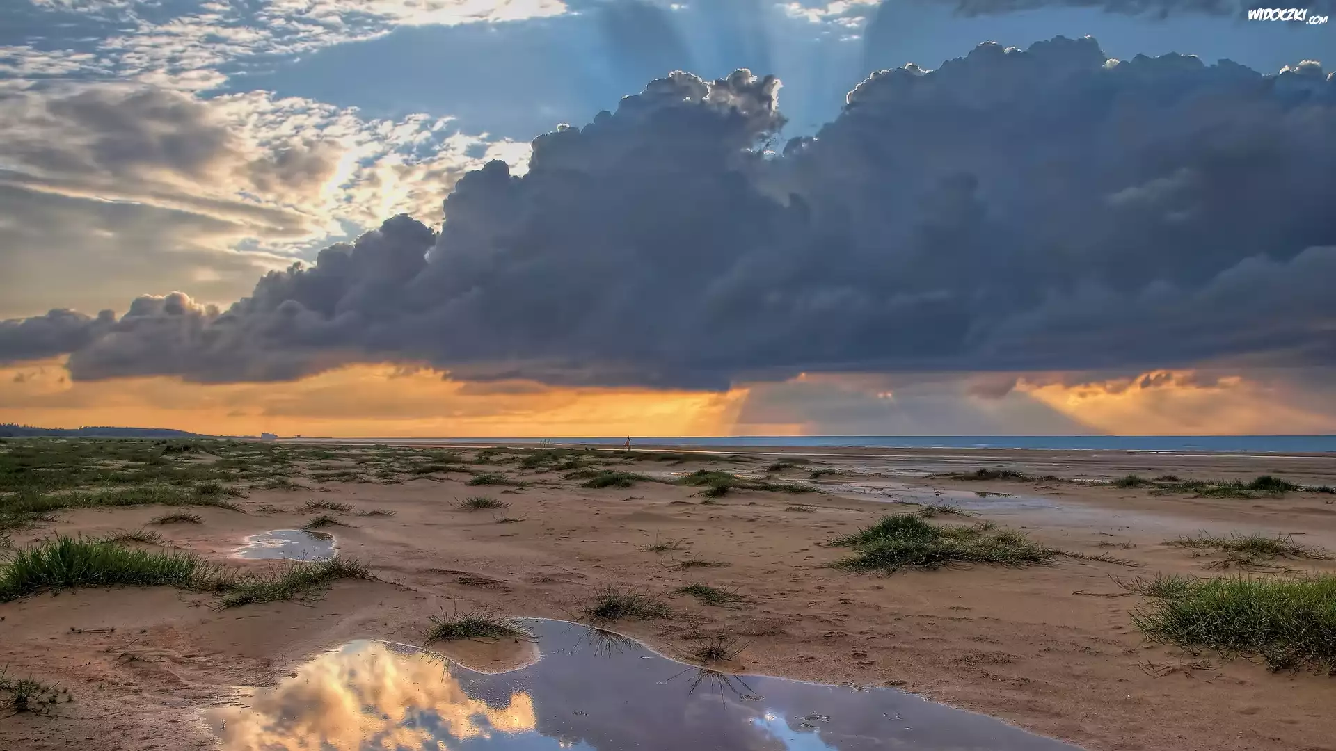 Chmury, Plaża, Morze