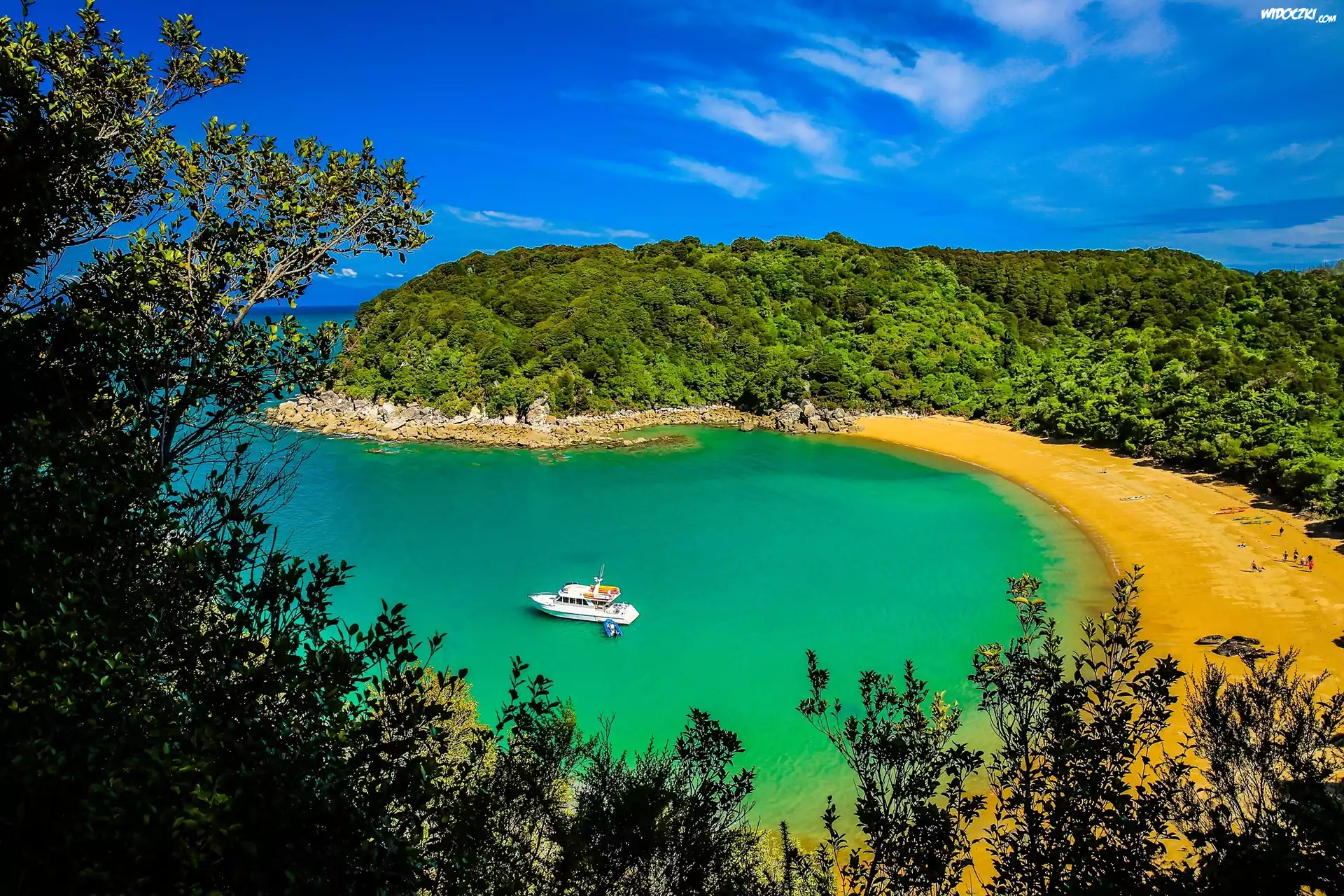 Abel Tasman National Park, Nowa Zelandia, Morze, Wybrzeże, Plaża