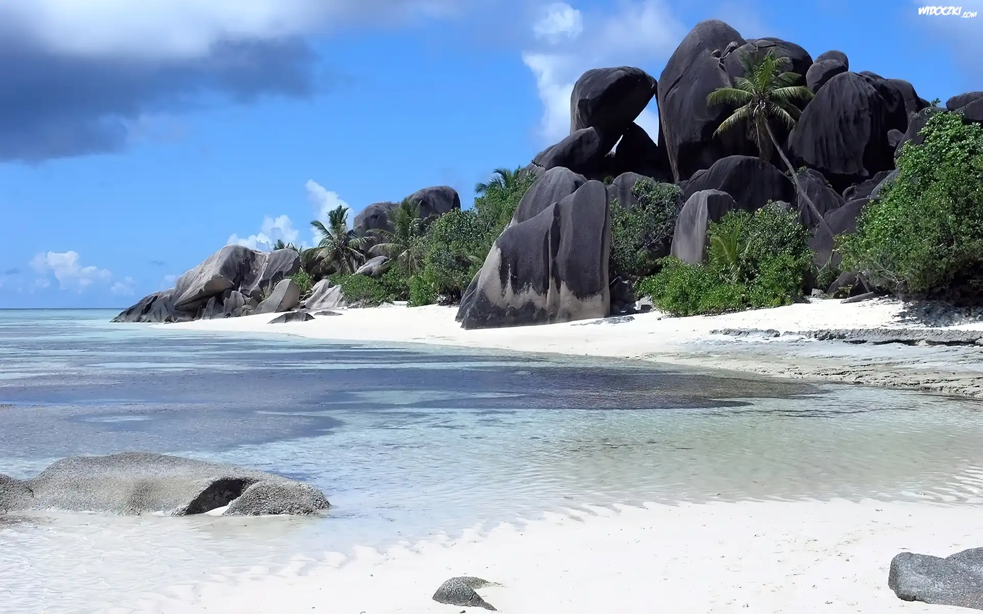 Plaża, Kamienie, Niebo, Koh, Samui, Tajlandia