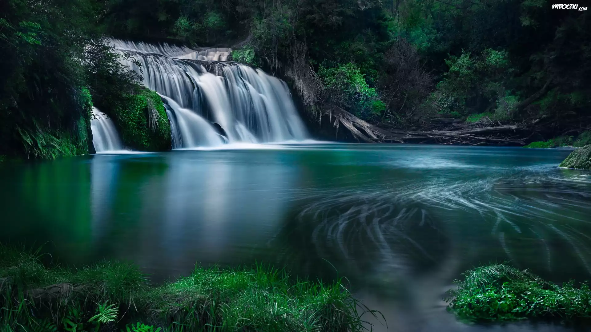 Wodospad, Maraetotara Falls, Rzeka, Maraetotara River, Las, Zielona, Roślinność, Waimarama, Nowa Zelandia