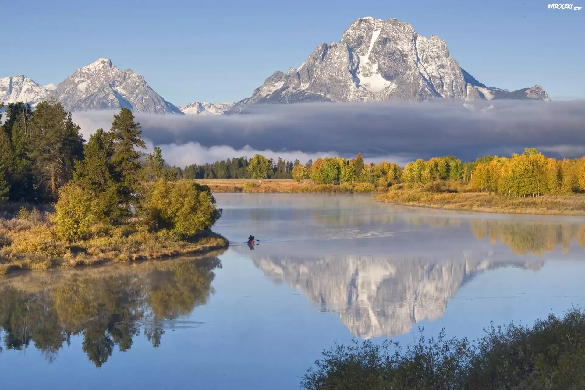 Stany Zjednoczone, Stan Wyoming, Park Narodowy Grand Teton, Rzeka Snake River, Góry