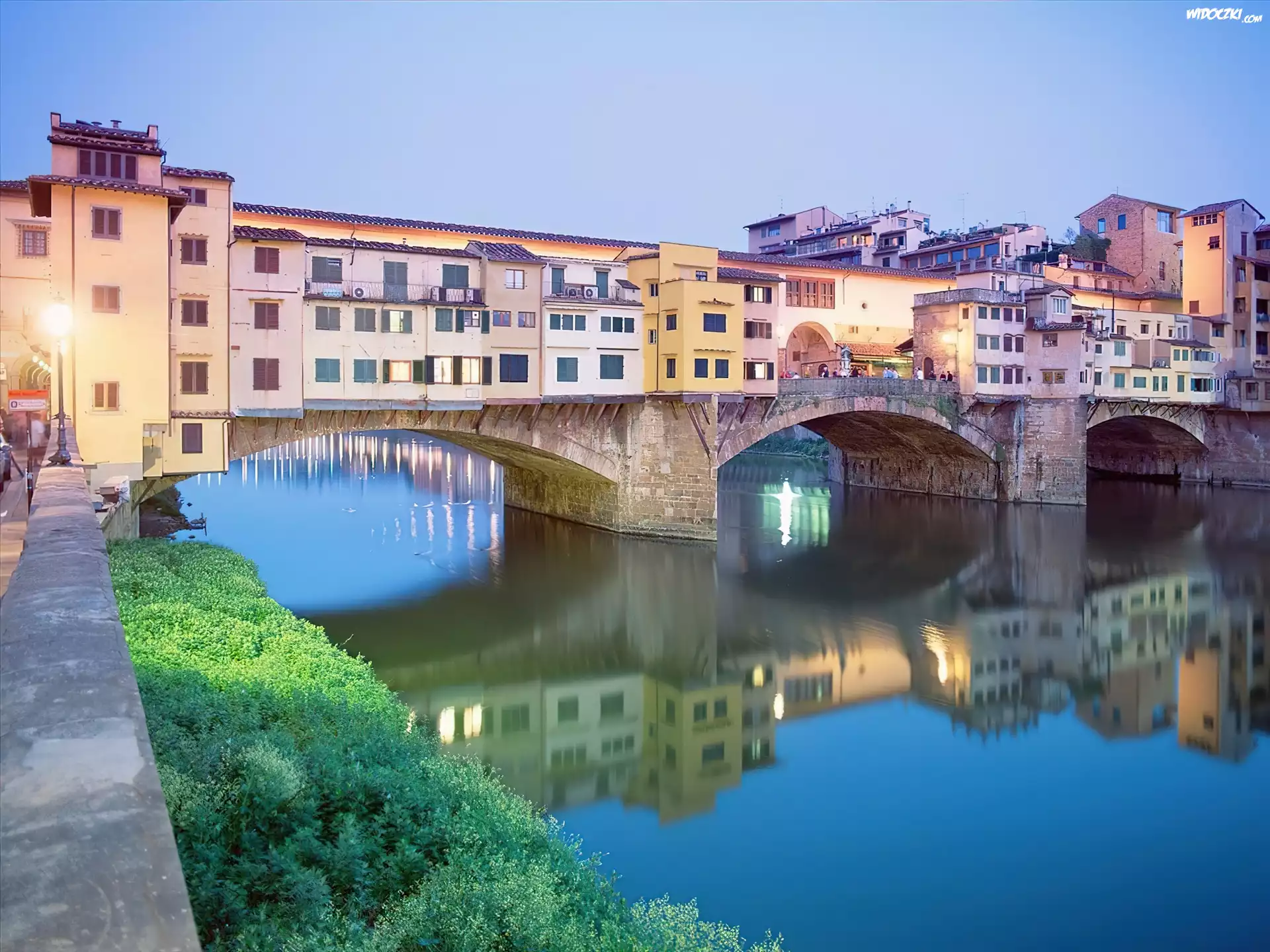 Florencja, Rzeka, Arno, Most, Ponte, Vecchio, Domy