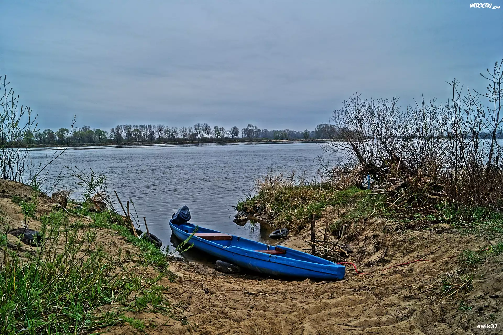 Rzeka, Wisła, Łódka, Roślinność